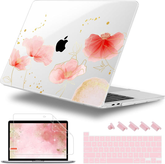 Case for MacBook Pro 13 inch with/Without Touch Bar (2016-2022, M2 A2338 M1 A2289 A2251 A2159 A1989 A1706 A1708), Hard Shell + Keyboard Cover + Dust Plug, Spring Floral