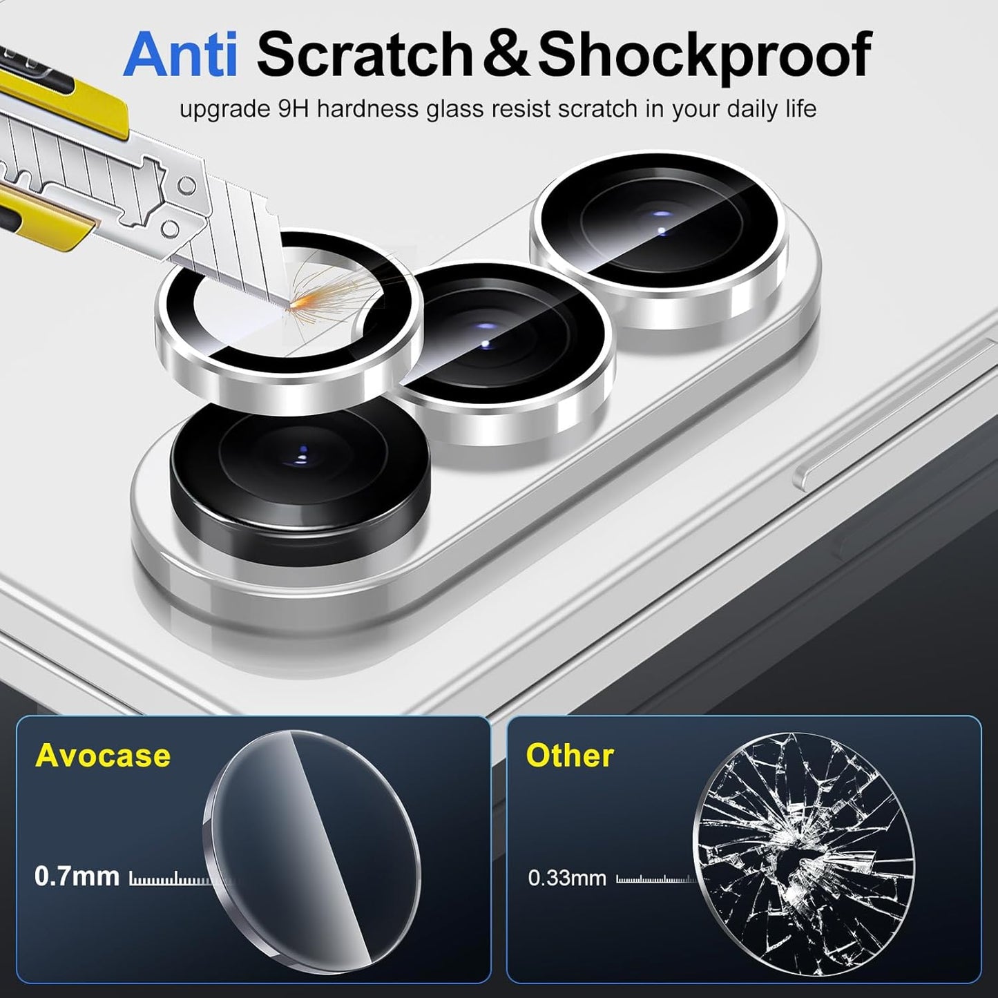 for Samsung Galaxy Z Fold 7 Camera Lens Protector, Individual Metal Ring Tempered Glass Lens Cover, [Strong Adsorption] Scratch Resistant Ultra-Thin HD Clear Lens Cover, 1 Set-Slivery Ring