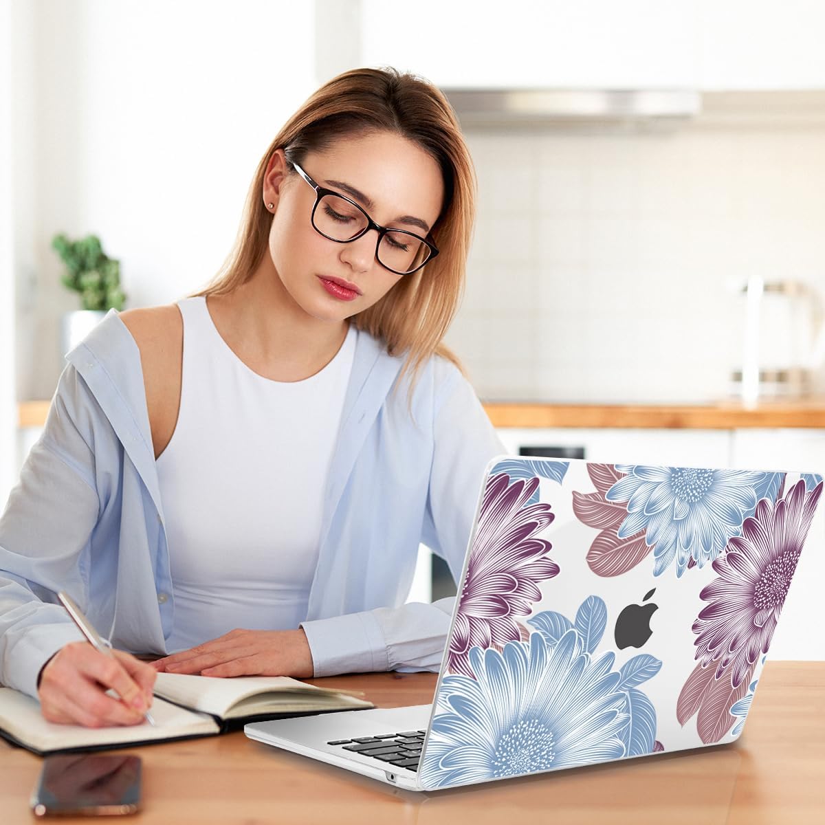 Teryeefi for MacBook Air M4 M3 M2 13.6 inch Case 2025 2024-2022,Fit Model A3240 A3113 A2681, Laptop Hard Shell Cases with Keyboard Cover & Screen Protector for MacBook Air 13.6", W-Flowers