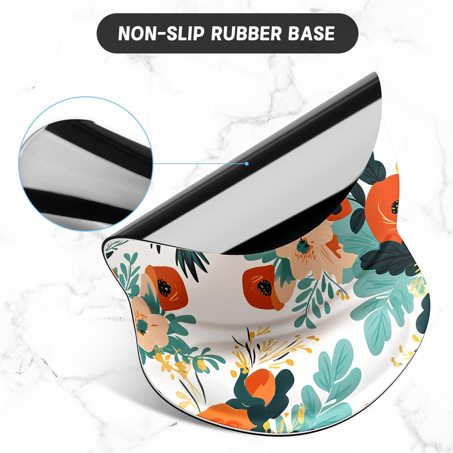 ITNRSIIET Ergonomic Mouse Pad with Gel Wrist Support Small Wrist Rest Smooth Surface Non-Slip PU Base Comfortable Office Supplies Pain Relief, 8.7 x 7.2 inches, Beautiful Flowers