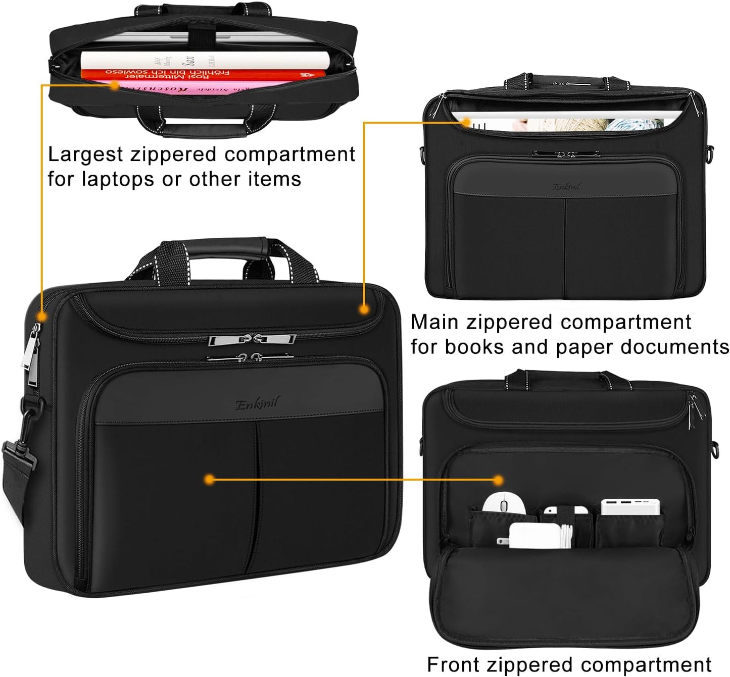 17 inch Waterproof Protective Laptop Messenger Briefcase with Adjustable Shoulder Strap, Men Women Travel/Business Bag Compatible with HP ZBook,ThinkPad,DELL Inspiron