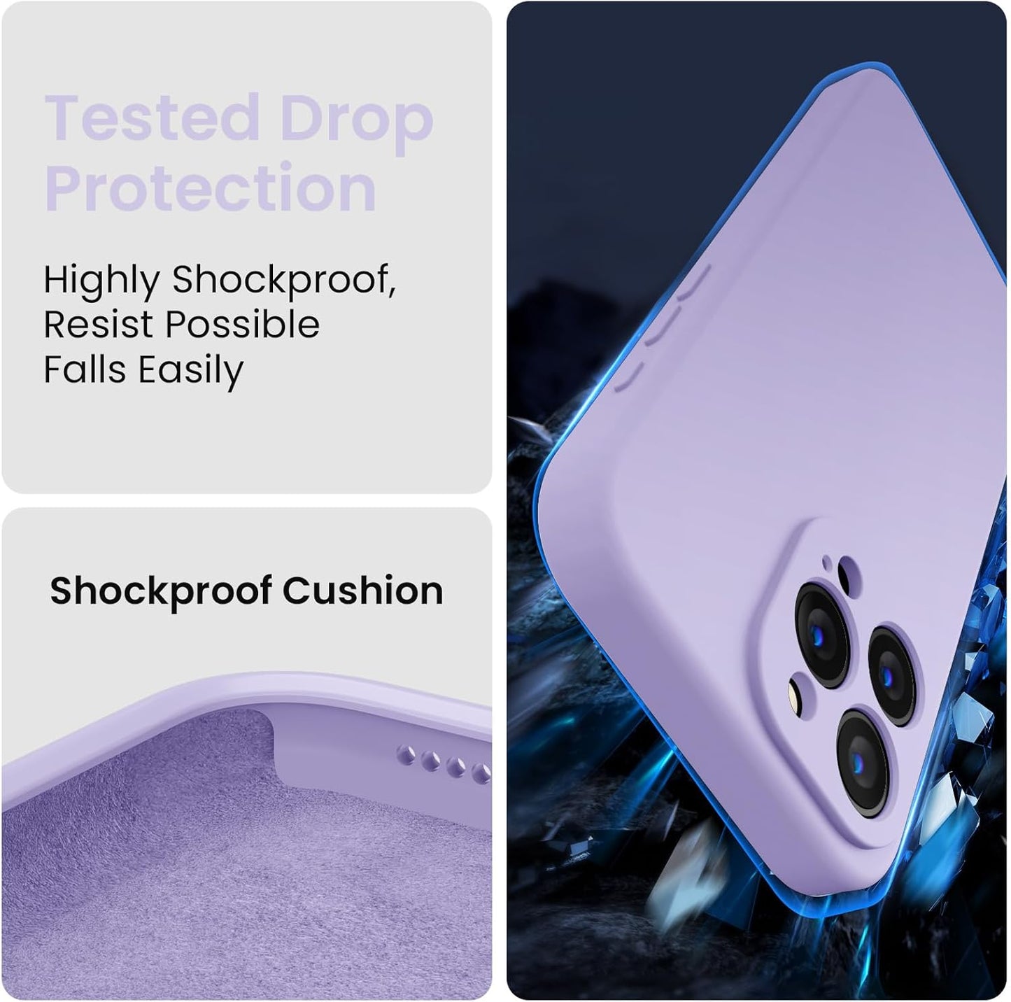 FireNova Designed for iPhone 15 Pro Max Case, Silicone Upgraded [Camera Protection] Phone Case with [2 Screen Protectors], Soft Anti-Scratch Microfiber Lining Inside, 6.7 inch, Clove Purple