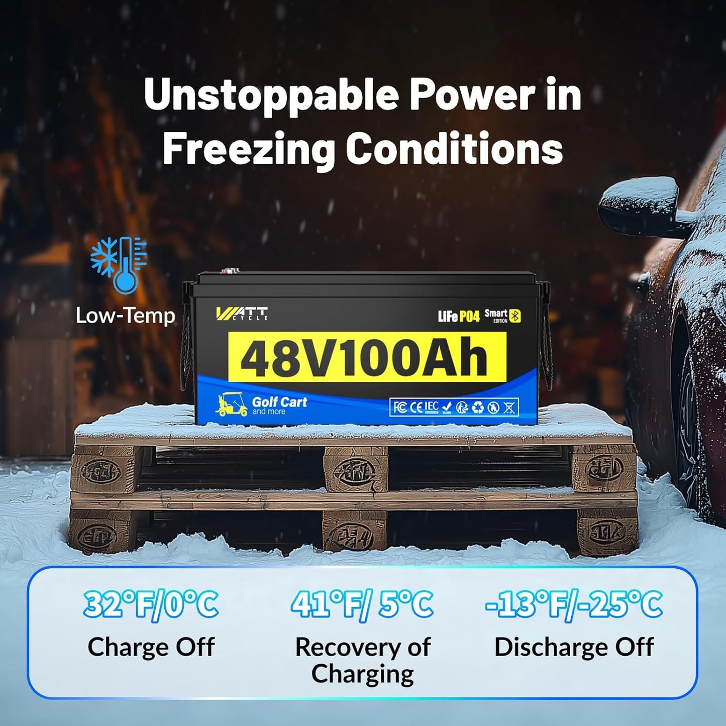 48 Volt Golf Cart Batterys 200A BMS, 48V 100Ah LiFePO4 Lithium Battery with Bluetooth & LCD Display, 15000 deep Cycles, Range of 60 Miles 600A Peak Current for Golf Cart Marine RV