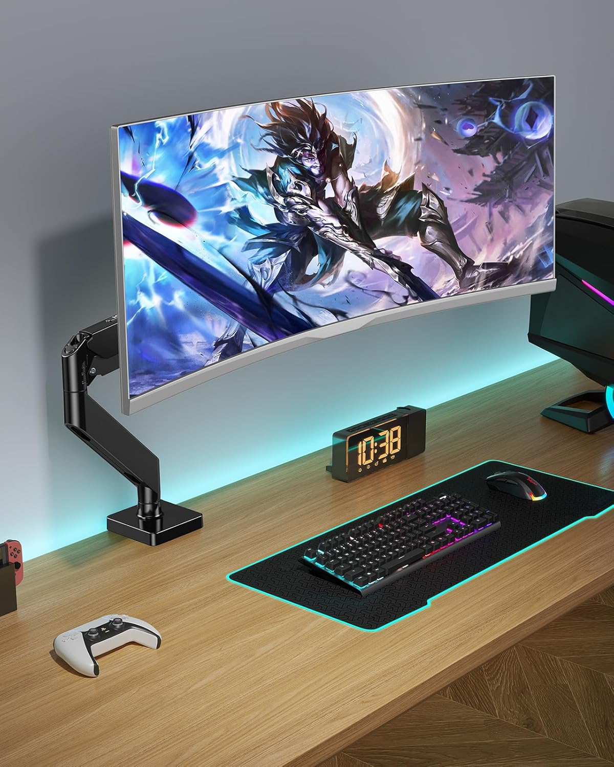 HUANUO Ultrawide Monitor Arm for 13 to 43 Inch Screens, Single Heavy Duty Monitor Arm Holds up to 33 lbs, Full Motion with Tilt Swivel Rotation, VESA 75x75mm or 100x100mm