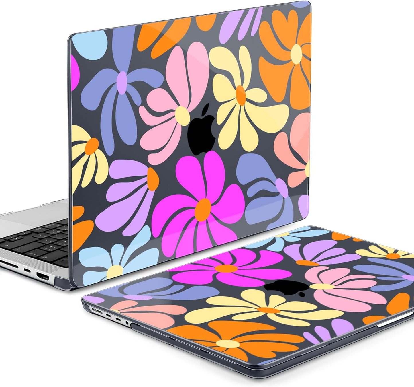 DONGKE for M4 MacBook Pro 16 Inch Case 2024 2023 2021 A3403 A3186 M3 A2991 M2 A2780 M1 A2485 Pro/Max Chip, Plastic Hard Shell Case & Keyboard Cover for Mac Pro 16 with Touch ID, Power Flowers