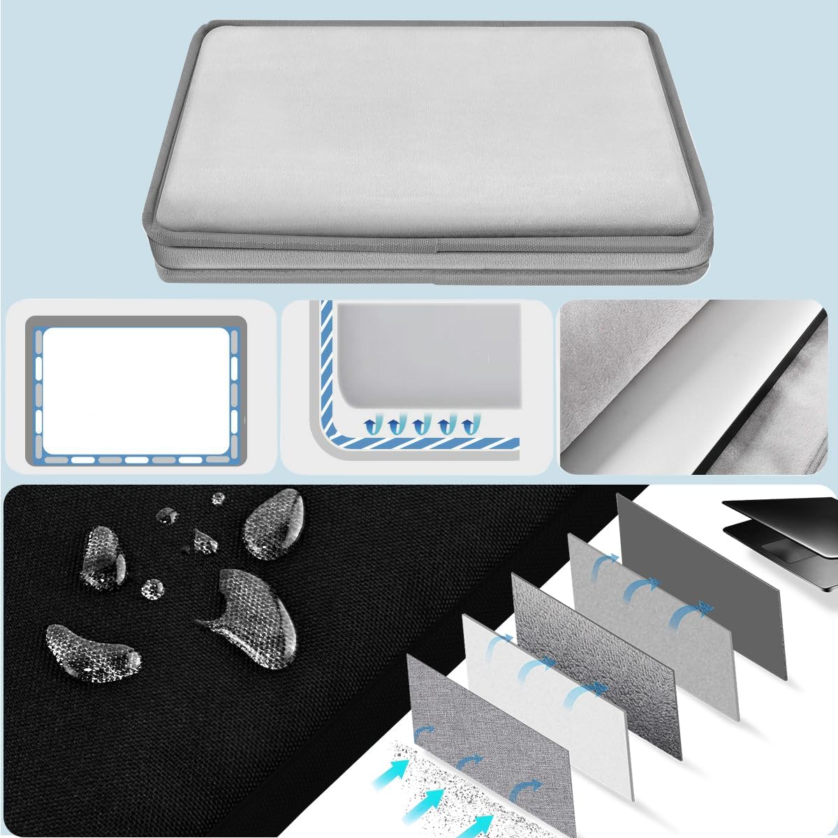 Universal Laptop Shoulder Bag 13-17.3 Inch Shockproof Briefcase with Multi-Pockets & Adjustable Strap for MacBook Pro/Air