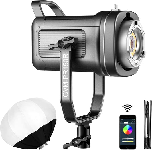 GVM 150W LED Video Light 2700K~7500K RGB Video Light Photography Studio Light Kit with Lantern Softbox & Stand, CRI97+TLCI97 with 8 Lighting Effects+Custom Effects for Outdoor Shoot YouTube Videos