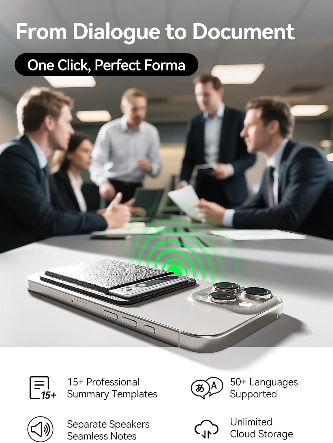 AI Voice Recorder with App Control, Advanced AI Technology for Transcription & Summarization, 64GB Memory, Magnetic Case, Supports 50 Languages – Audio Recorder for Lectures, Meetings, Interviews