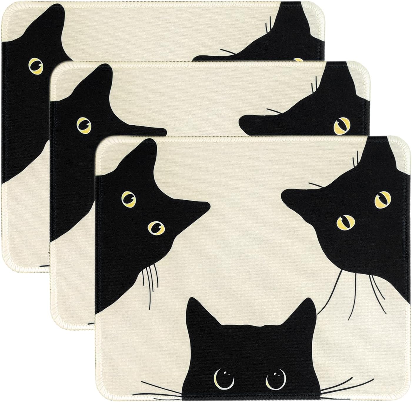 Funny Mouse pad Square Cute Mouse Mat for Wireless Mouse Small Office Computer Mousepad for Desk Mat Laptop with Non-Slip Rubber Base (3 Pack)