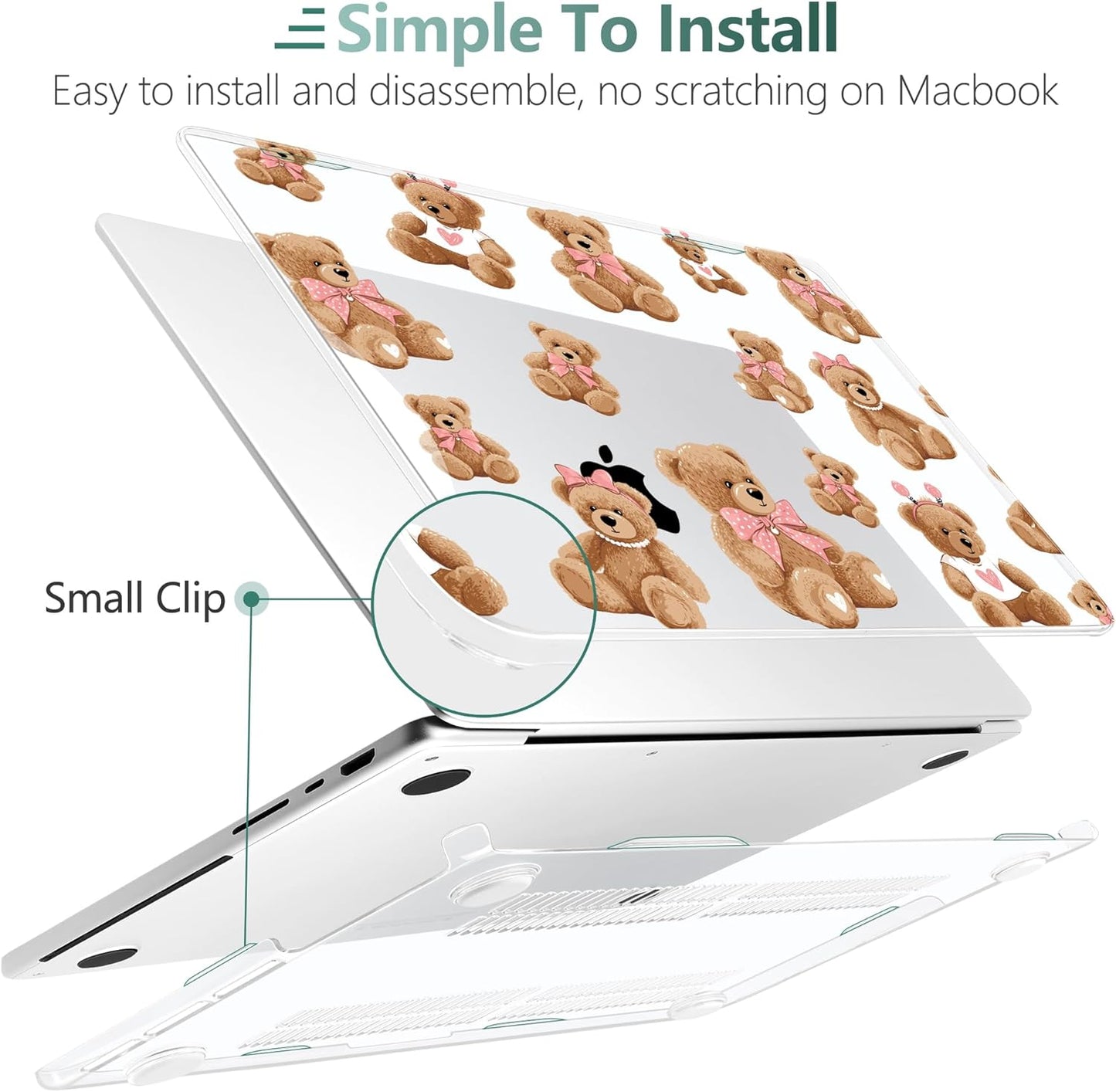 DONGKE for M4 MacBook Pro 16 Inch Case 2024 2023 2021 A3403 A3186 M3 A2991 M2 A2780 M1 A2485 Pro/Max Chip, Plastic Hard Shell Case & Keyboard Cover for Mac Pro 16 with Touch ID, Cartoon Bears