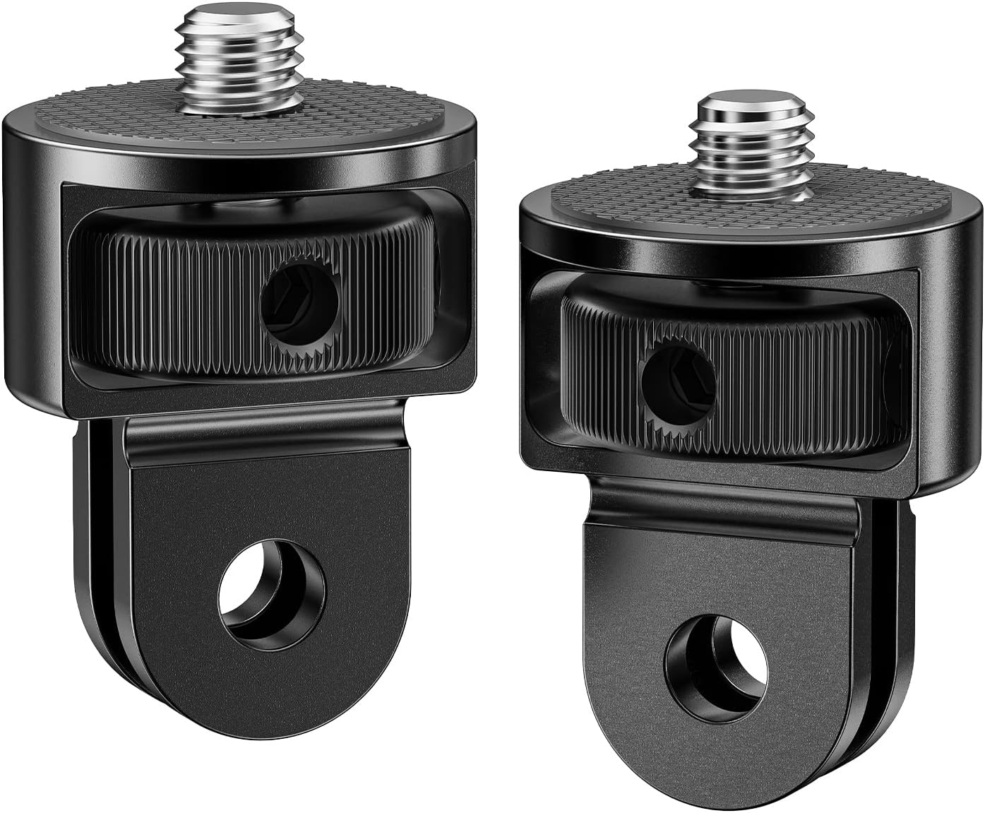 2 Pieces Camera Tripod Mount for Gopro Adapter 360°Adjustable Aluminum Alloy Conversion Adapter for GoPro Hero, Insta360, Sjcam Action Cameras and Other Standard 1/4 Accessories (GC-1)