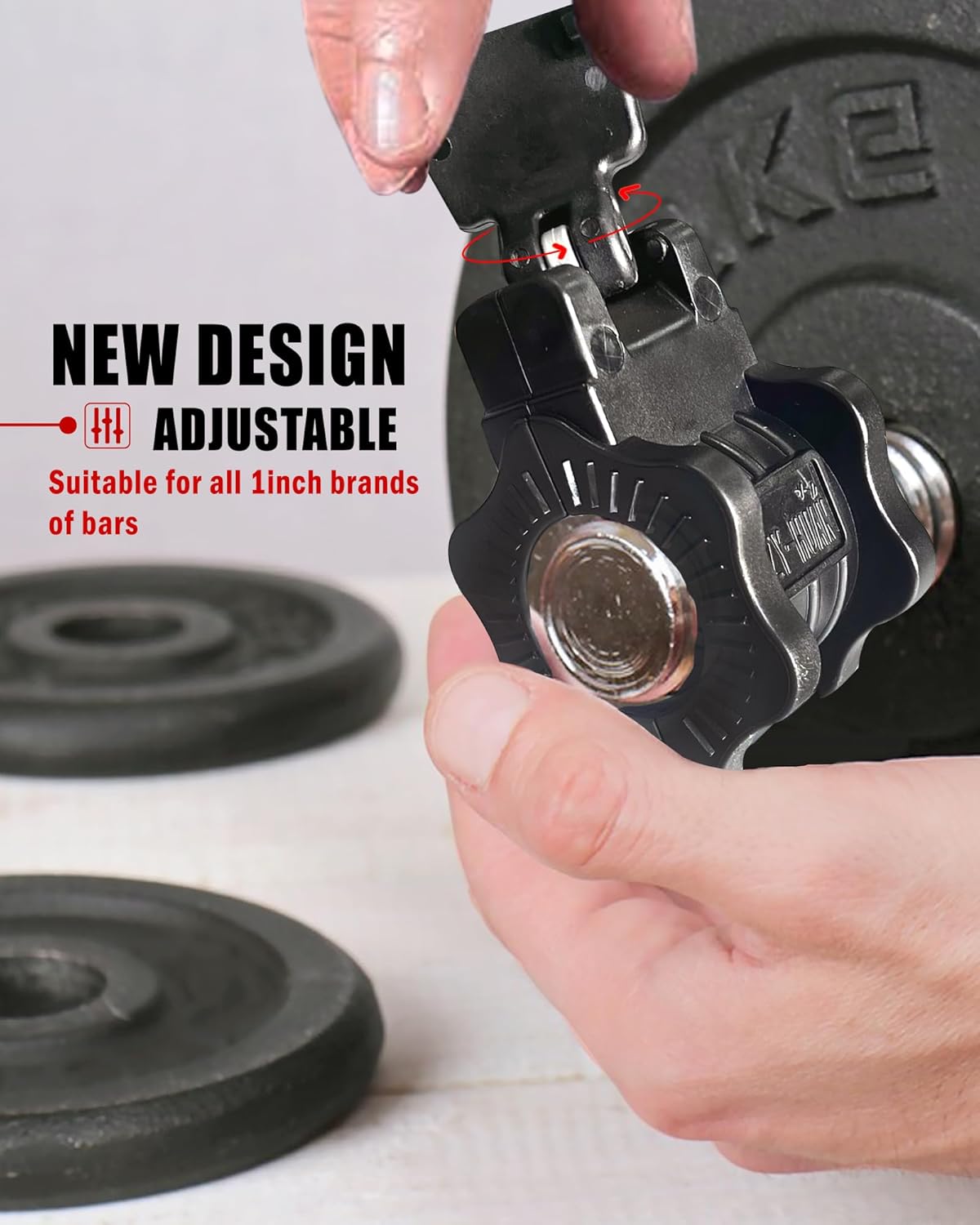 Adjustable Barbell Clips (2-Pack), Fits 0.98-1.1" Olympic & Standard Bars, Secure Locking Collars for Weight Lifting Strength Training