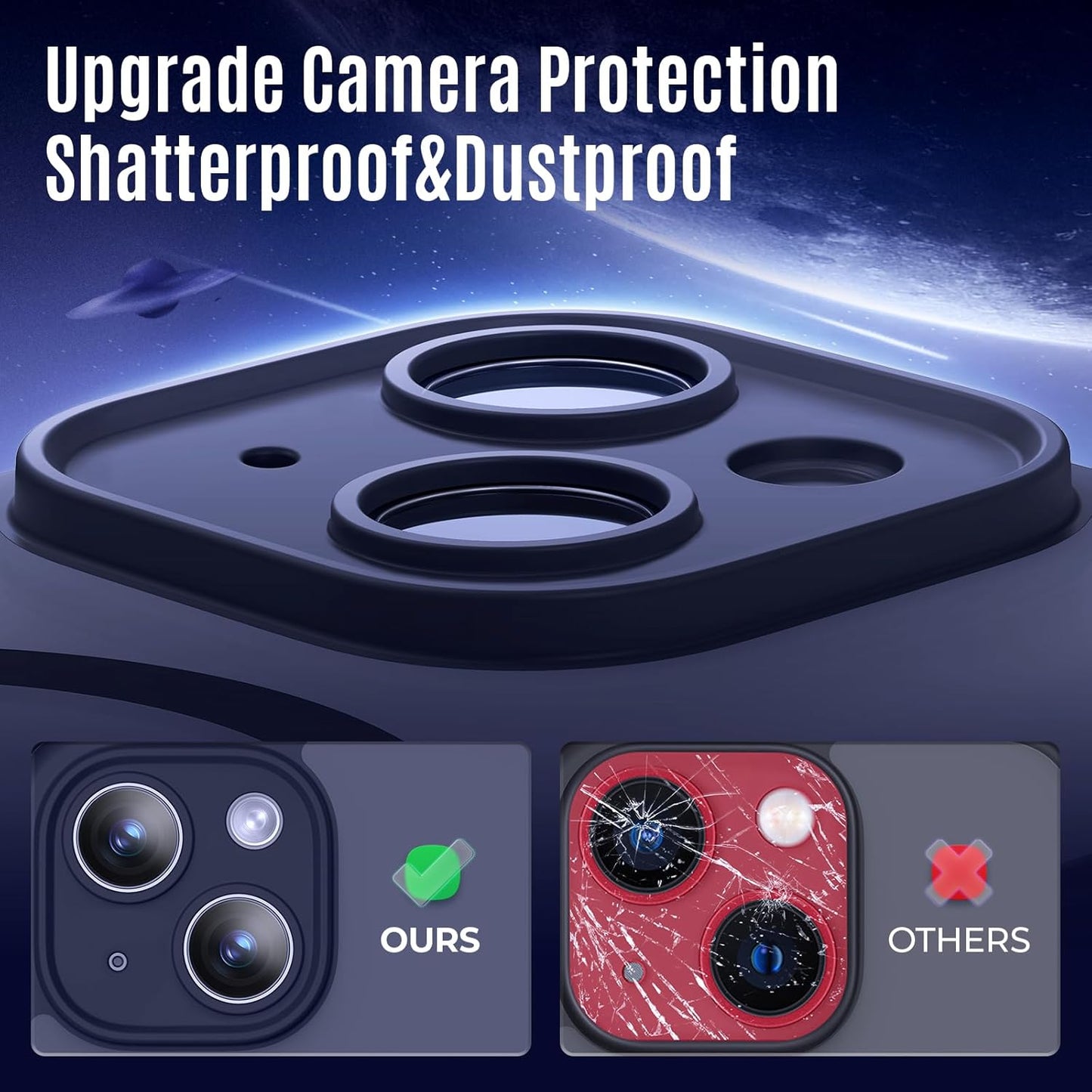 Designed for iPhone 13 Case, Compatible with MagSafe, with Privacy Screen Protectors X2, [Camera Protection] [15FT Military Drop Protection] Shockproof Phone Case, 6.1", Navy Blue