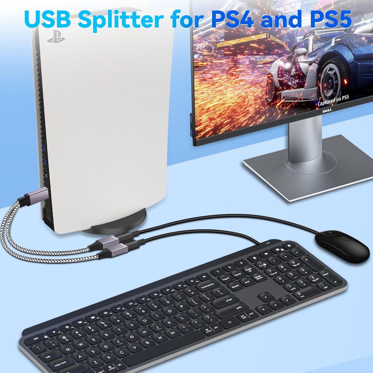 2025 Upgraded,USB Splitter 1 in 2 Out Cable,Double USB Port Extender Power Split Adapter,Data & Charger Cord Extension Adapter Cable-25 CM (Data and for Charging but Wouldn't Work for CarPlay