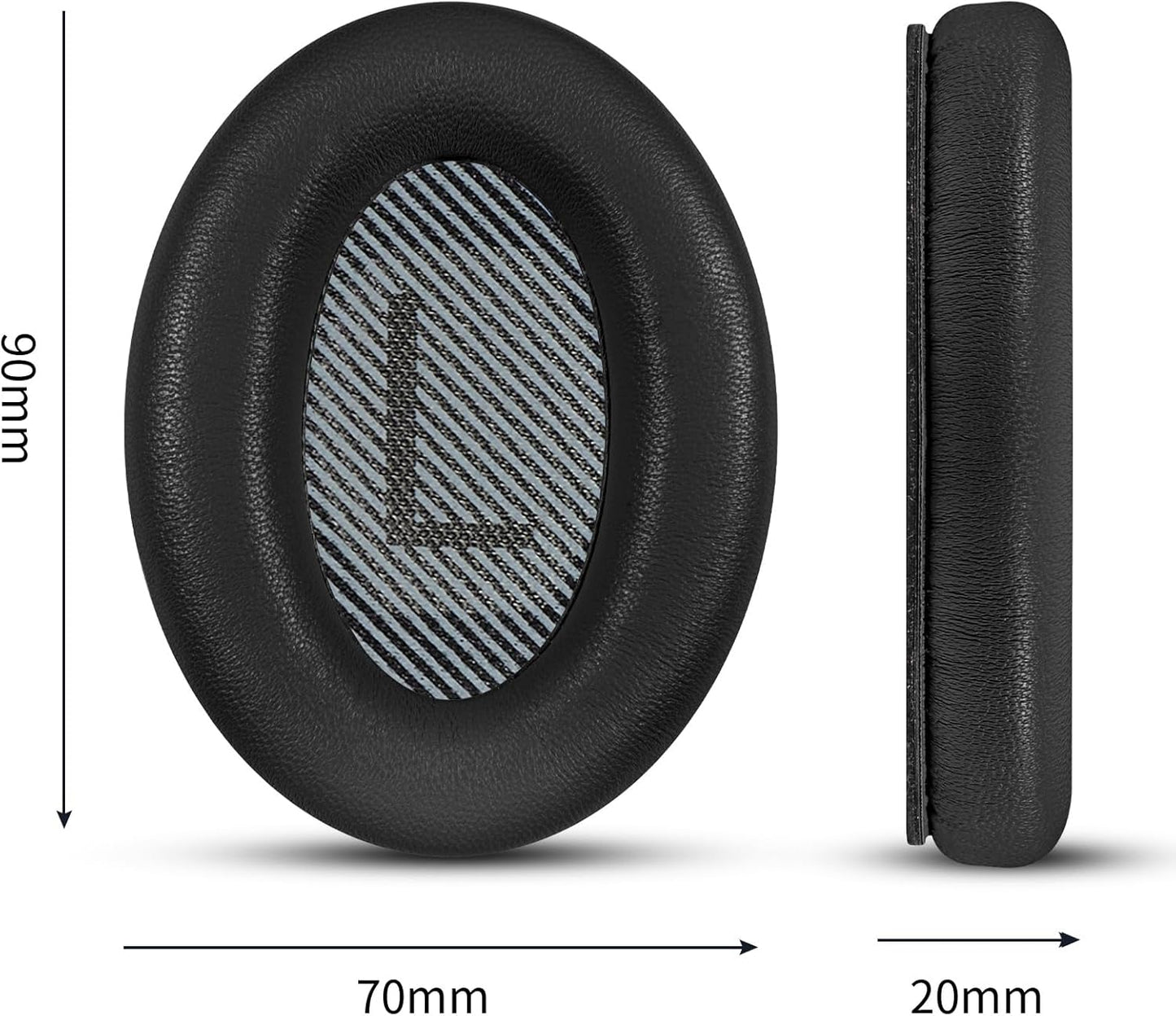 Headphones Replacement Ear Pads, Sheepskin Ear Cushions for Bose AE2/QuietComfort 15/QC25 Improved Durability, Ear Pads Cushions with High-Density Foam, Thickness and Sound Isolation - Black