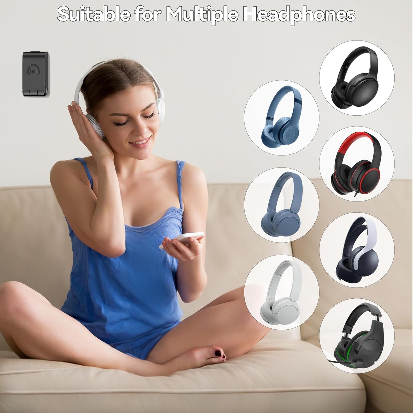 Headphone Stand, Wall Mount Headset Hanger, Gaming Headphone Holder Hook Clip, Foldable Headset Stand Desk Holder for PC Earphone Accessories, Black(2 Pack)