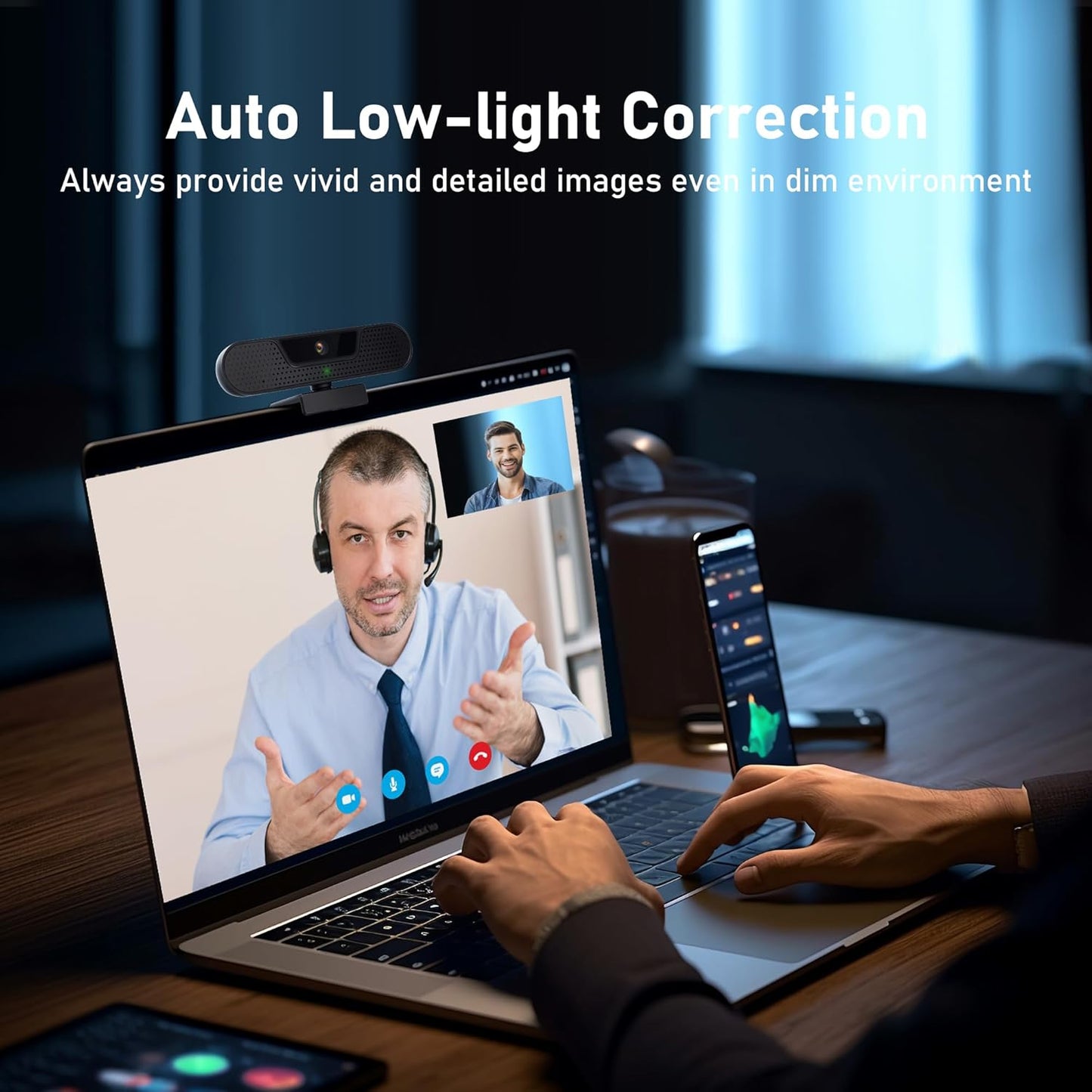 1080P 60FPS Webcam, VIZOLINK FHD computer video camera with 4 Noise-canceling Microphone, Privacy Cover and Tripod for PC/Mac, Work with Live Streaming, Gaming, Video Calls, ZOOM, Skype, OBS, Facetime