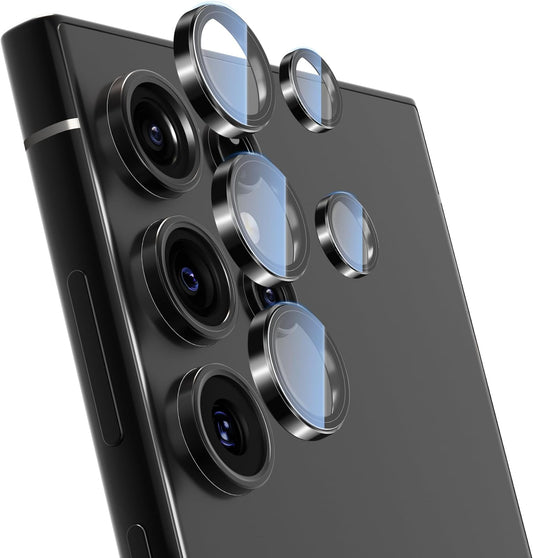 For Samsung Galaxy S25 Ultra Camera Lens Protector, Individual Lens Protector, Ultra HD 9H Tempered Glass Screen Protective Cover, Anti-scratch, Military Grade Drop Protection 2 Set. (Titanium Black, S25 Ultra)