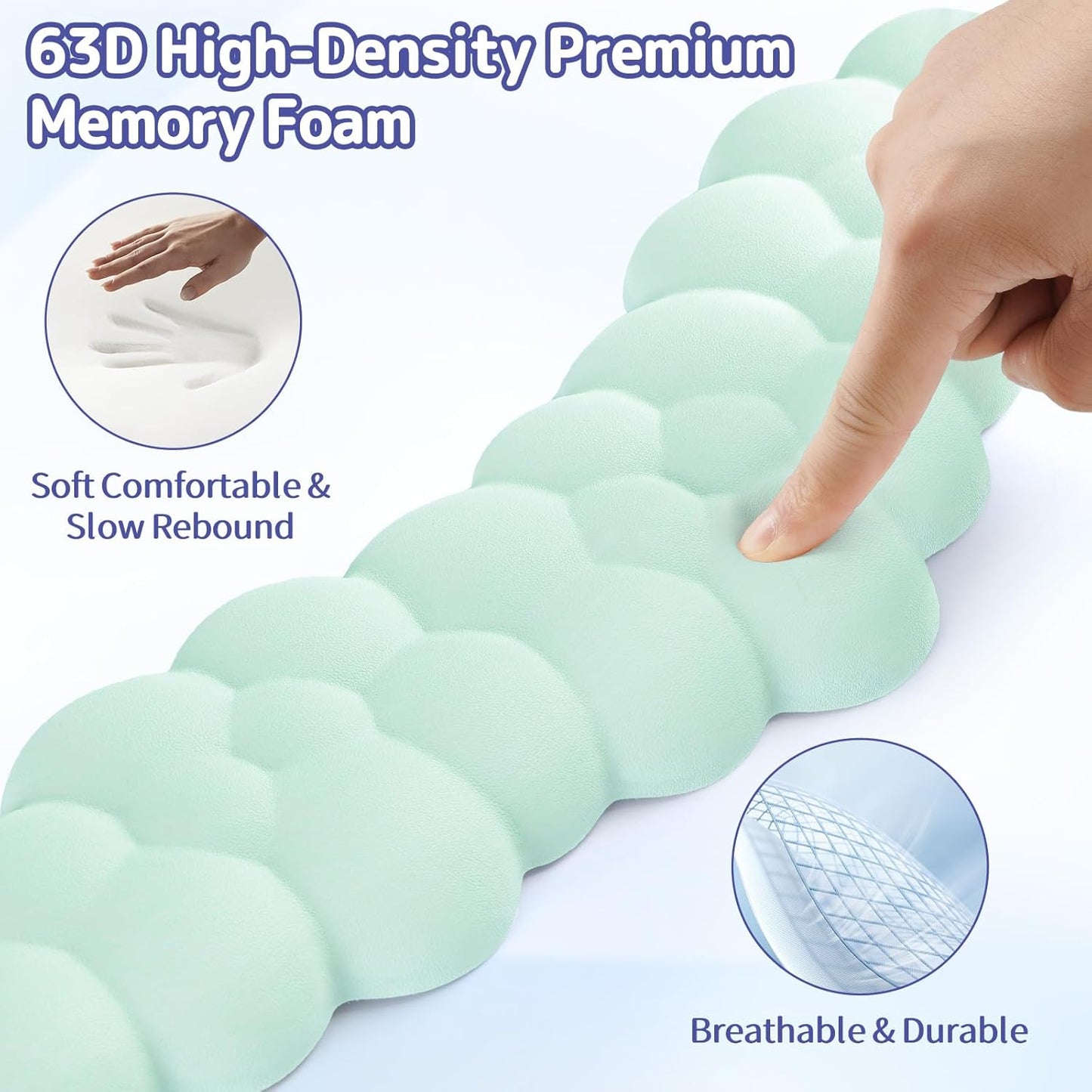 Cloud Wrist Rest for Keyboard and Mouse, Memory Foam PU Leather Keyboard Wrist Rest with Ergonomic Support, Non-Slip Base, Cute Arm Rest Pad & Palm Cushion, Office Desk Accessory, Light Green