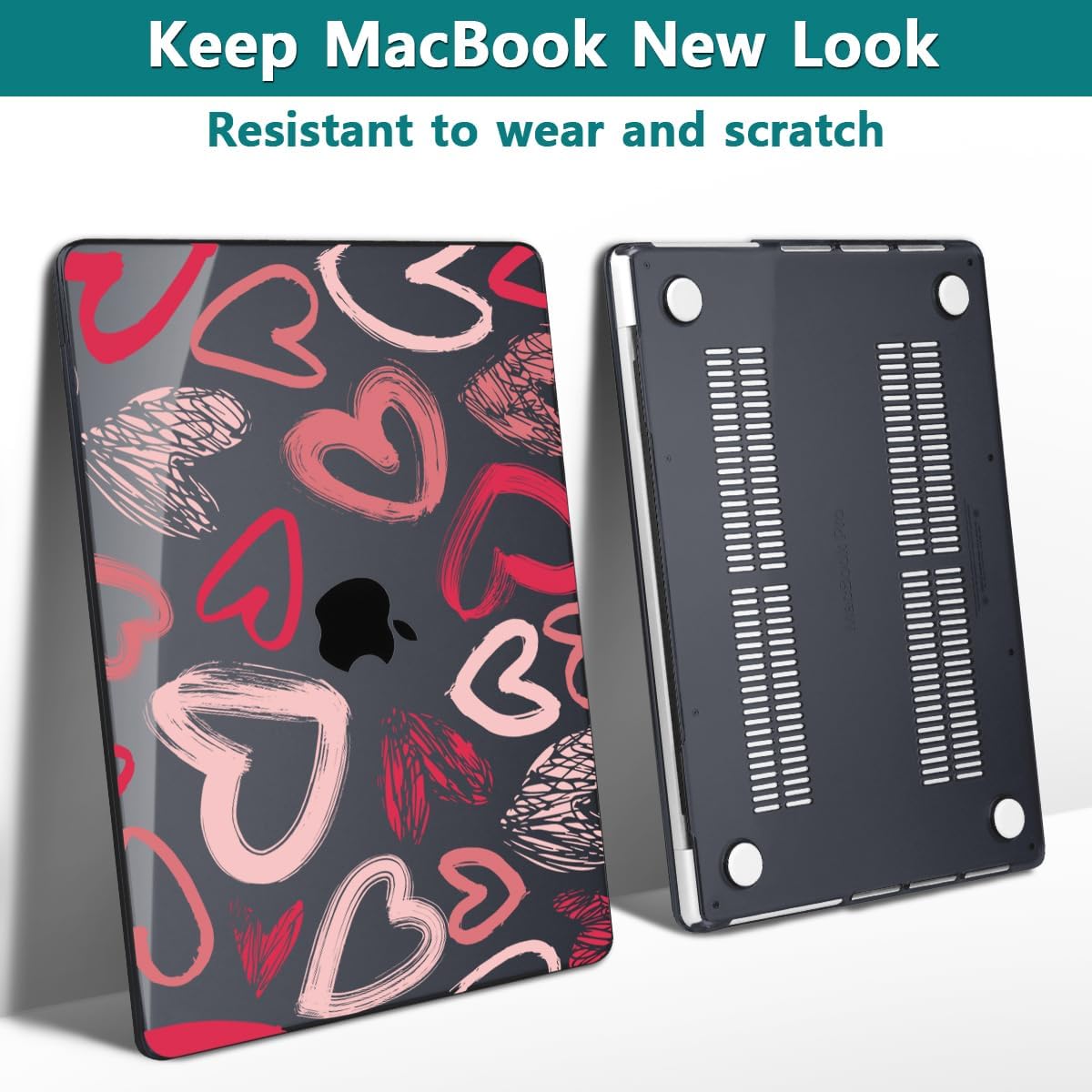 Teryeefi Design Case for MacBook Pro 14 inch 2025 2024 2023 2021 Release M4 A3112 A3401 A3185 M3 A2918 A2992 M2 A2779 M1 A2442, Hard Shell Cover + Keyboard Cover for 14 inch MacBook Pro, Heart A002