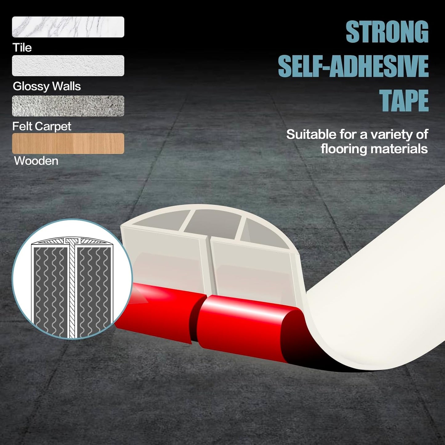 Floor Cord Cover Cable Cavity Self Adhesive Cord Hider Floor 10FT Floor Cable Management Power Cord Protector Floor Electric Cord Covers for Offices, Gym, Exhibitions (Beige, 0.78" x 10')