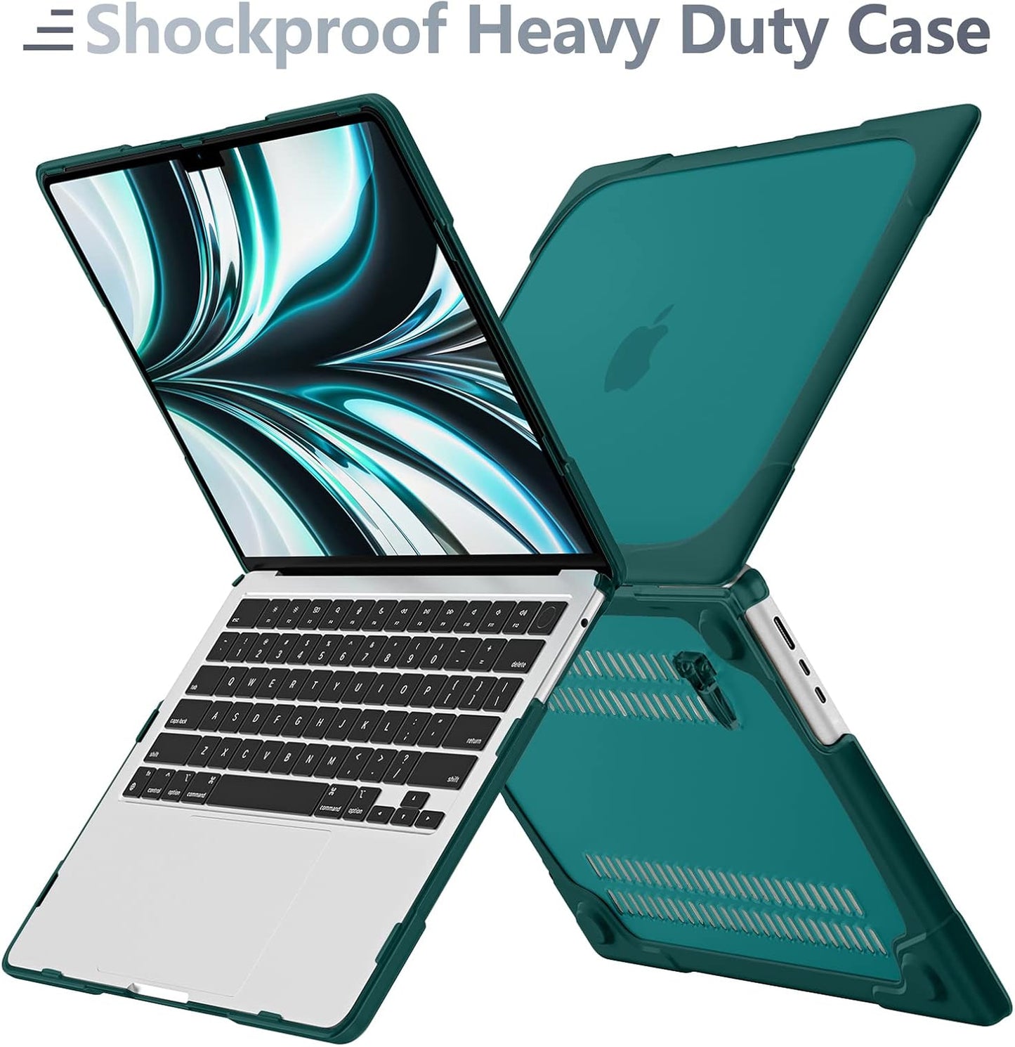 Batianda for New MacBook Air 13.6 inch Case 2025 M4 2024 2022 Release Model A3240 A2681(M2) A3113(M3), Heavy Duty Shockproof Protective Hard Shell with Fold Kickstand & Keyboard Cover, Teal