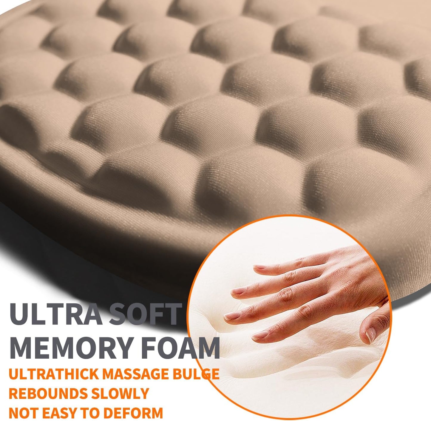 Ergonomic Joint Wrist Support Mouse Pad with Memory Foam Cushion Massage Bump, Carpal Tunnel Pain Relief Mousepad Slope Design for Wrist Rest, 11.8x7.9 in, Tan