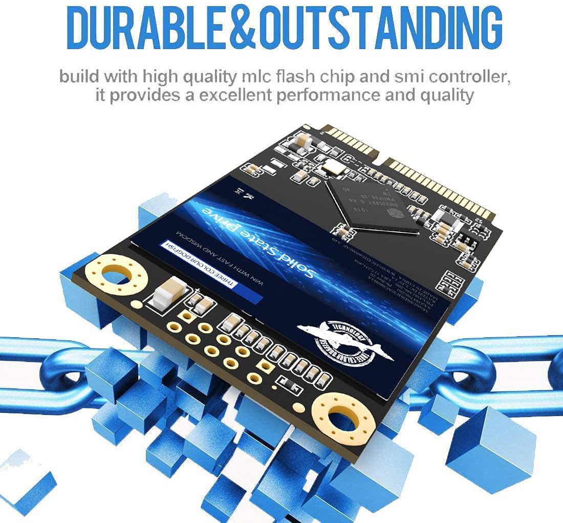 Dogfish mSATA SSD 120GB 3D NAND TLC SATA III 6 Gb/s, mSATA (30x50.9mm) Internal Solid State Drive - Compatible with Desktop PC Laptop - (MSATA 120GB)