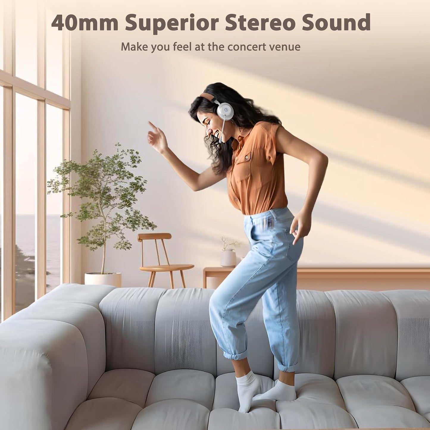 Earbay Wireless Headset with Mic for Work, Bluetooth Headset with Noise Cancelling Mic, V5.3 Lightweight Wireless Headphones with USB Dongle, Charging Base & Mic Mute for PC/Laptop/Phones/Call Center