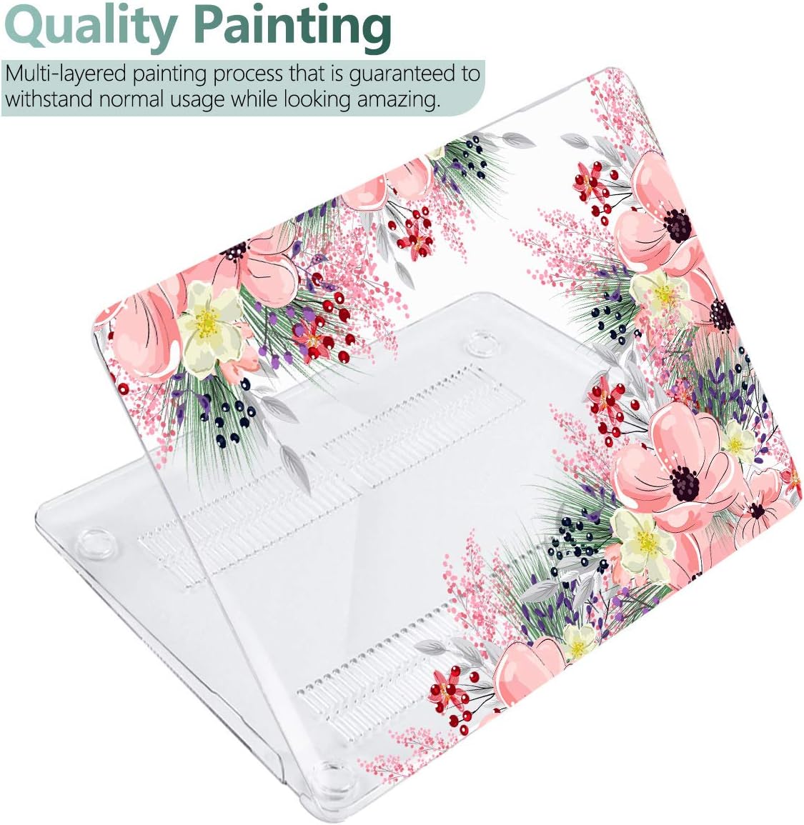 Laptop Case for MacBook Air 13 2020 2019 2018 with Touch ID & Retina Display Floral Series Hard Shell with Keyboard Cover Screen Protector for New Mac Air 13.3 inch A2337 A2179 A1932, Beautiful Floral
