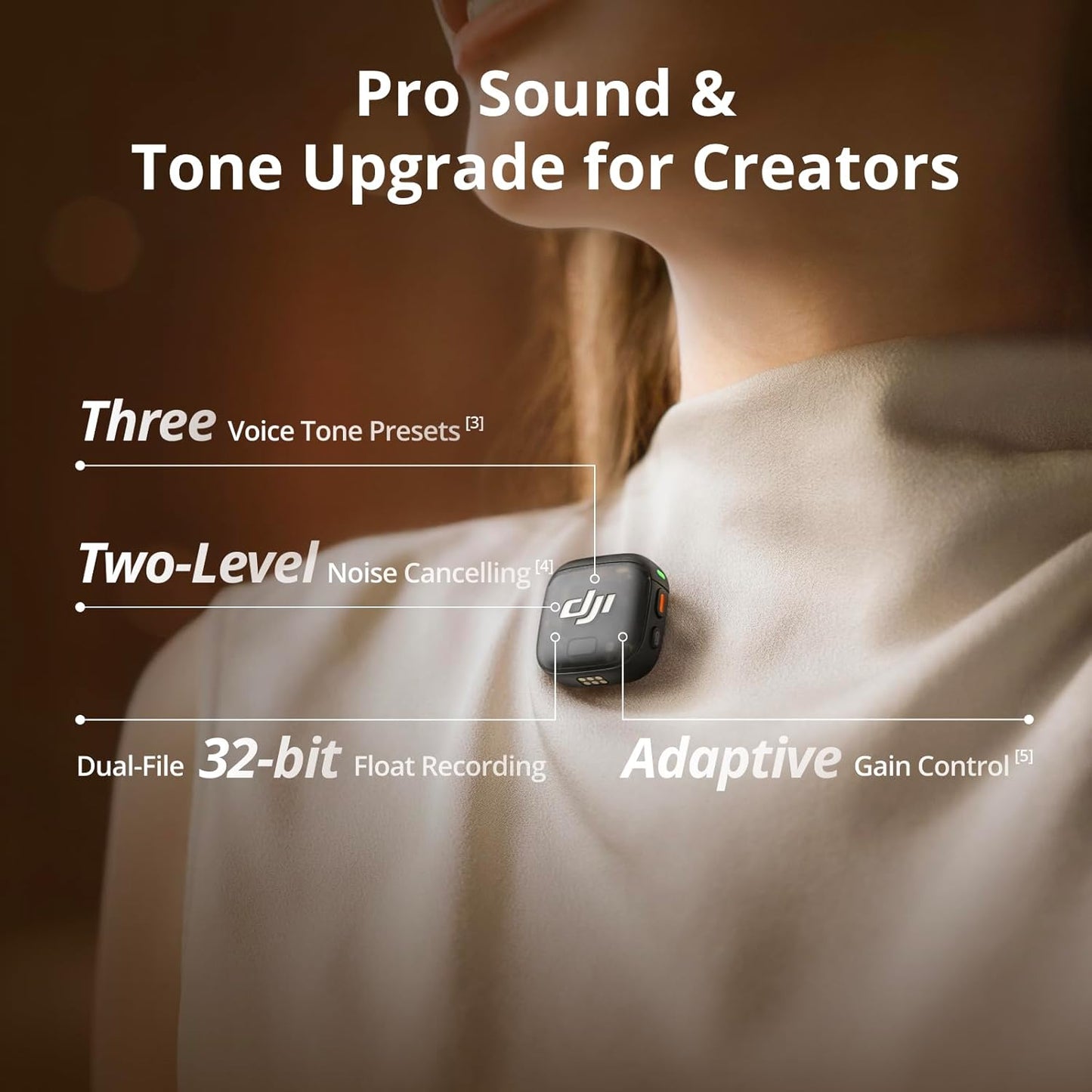 DJI Mic 3 Transmitter, Wireless Mini Microphone for iPhone/Camera/Android, Lightweight & Intuitive, Lavalier Microphone, 32-bit Float, Integrated Timecode, Vlog, Interview, Streaming