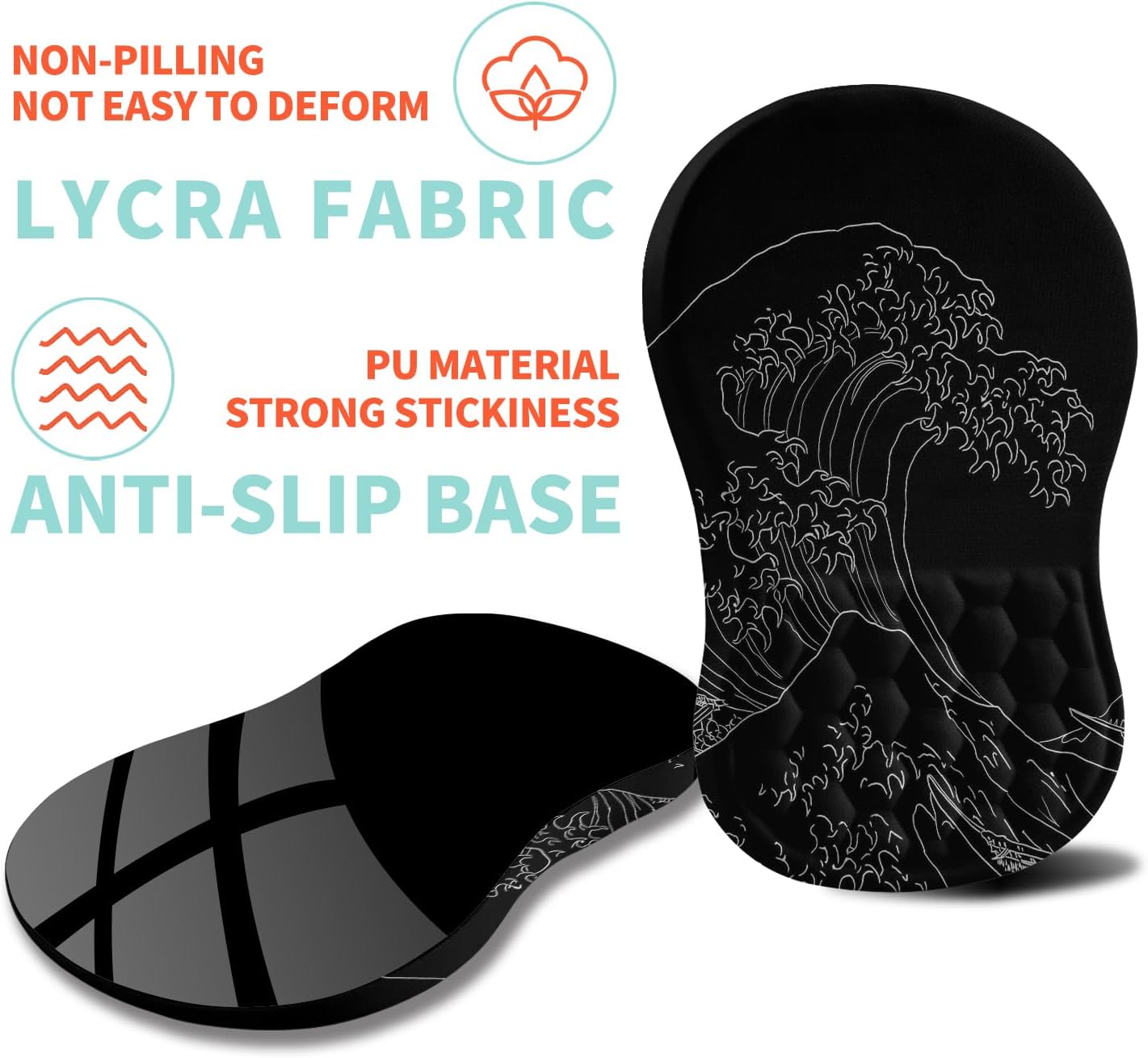 Ergonomic Mouse Pad Wrist Support with Memory Foam Massage Bulge, Carpal Tunnel Pain Relief Mousepad Wrist Rest for Mouse(12x8 inch,Sea Wave)