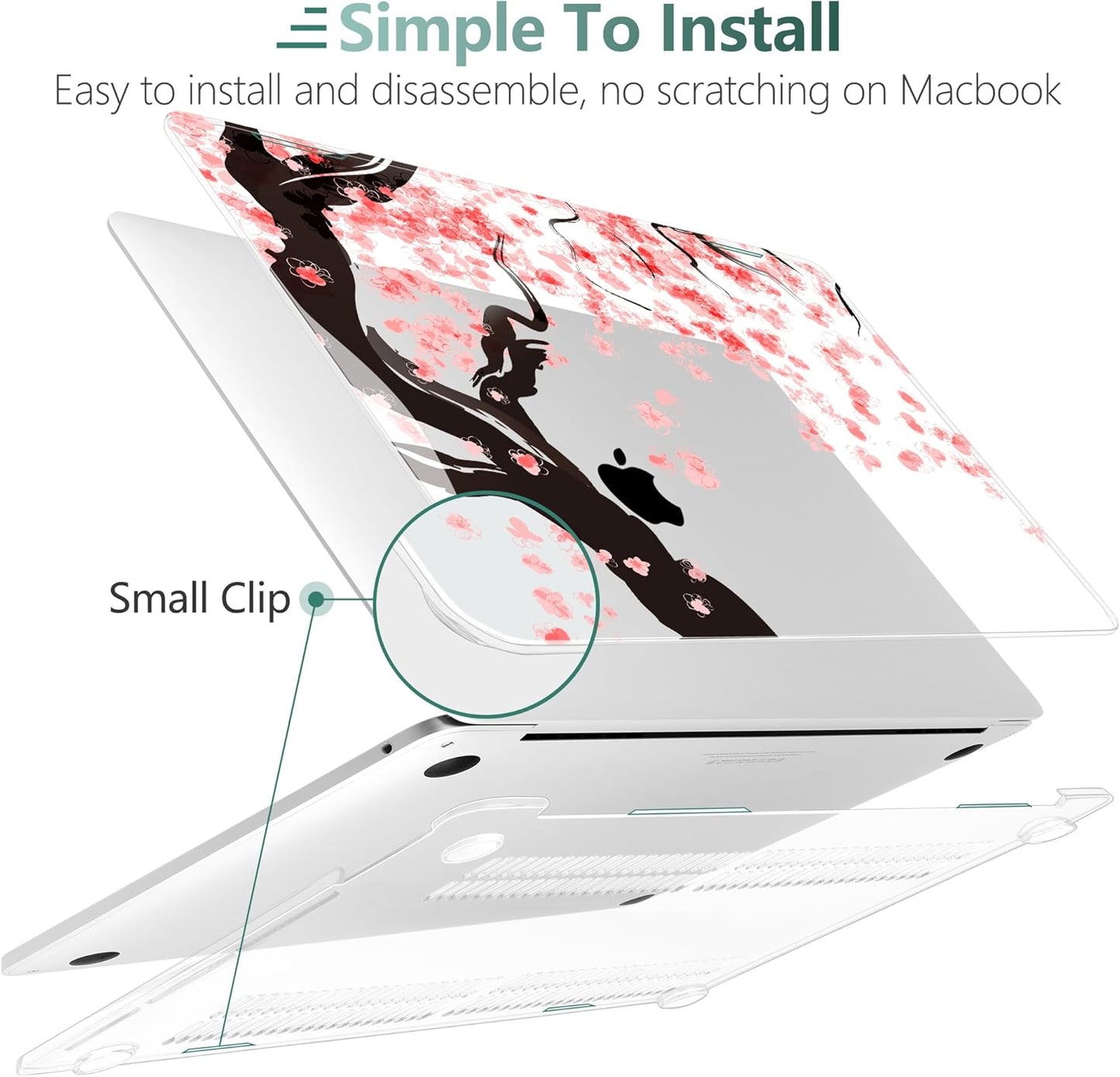 TWOLSKOO Compatible with MacBook Pro 13 inch Case 2023-2016 A2338 M2/M1 A2251 A2289 A2159 A1989 A1706, Plastic Hard Shell Cover & Keyboard Skin & Screen Protector, Cherry Blossoms
