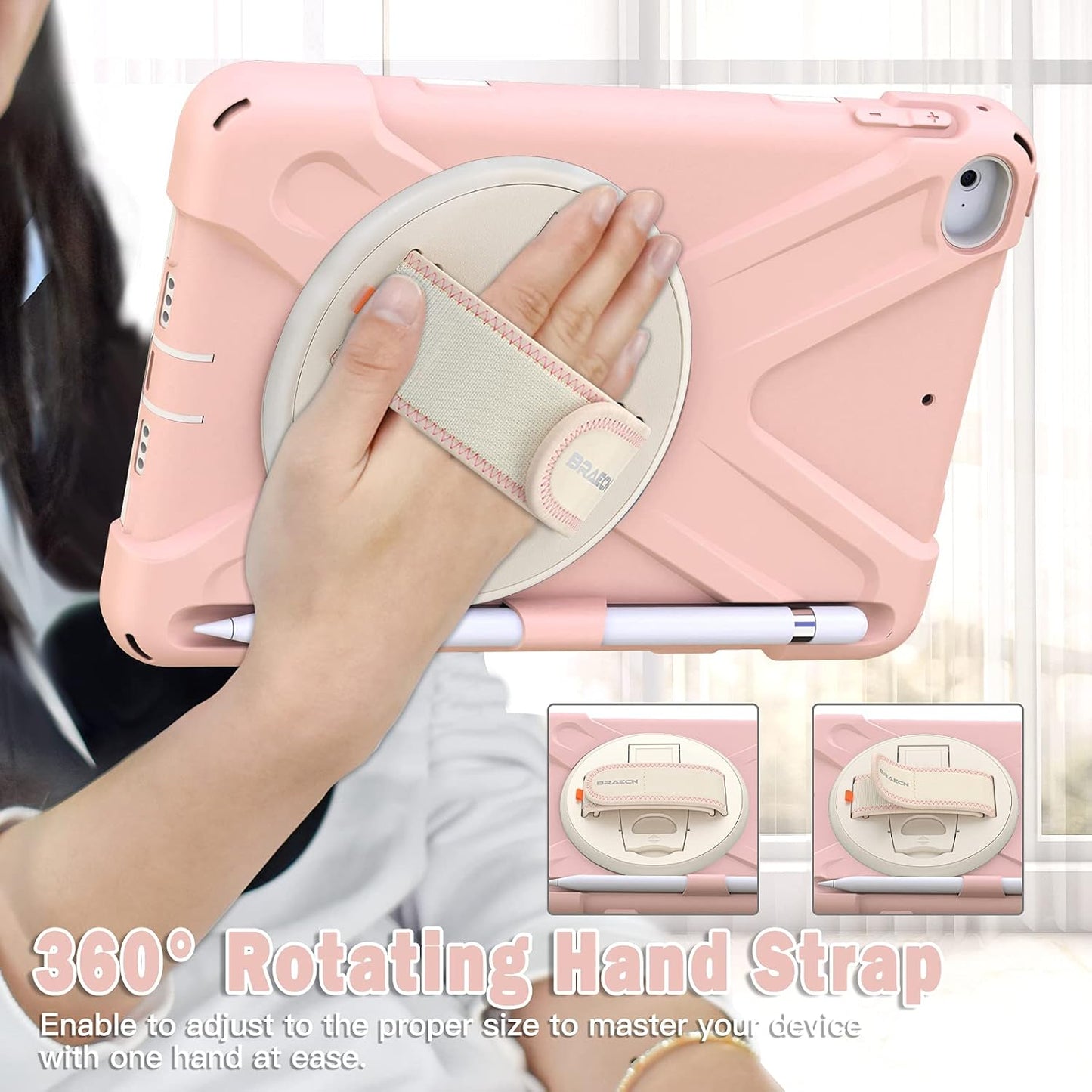 BRAECN iPad mini 5 Case,iPad mini 4 Case, Heavy Duty Shockproof Protective Rugged Case with Pencil Holder,Hand Strap,Kickstand, Shoulder Strap for iPad mini 5th/4th Generation 7.9 Inch for Kids