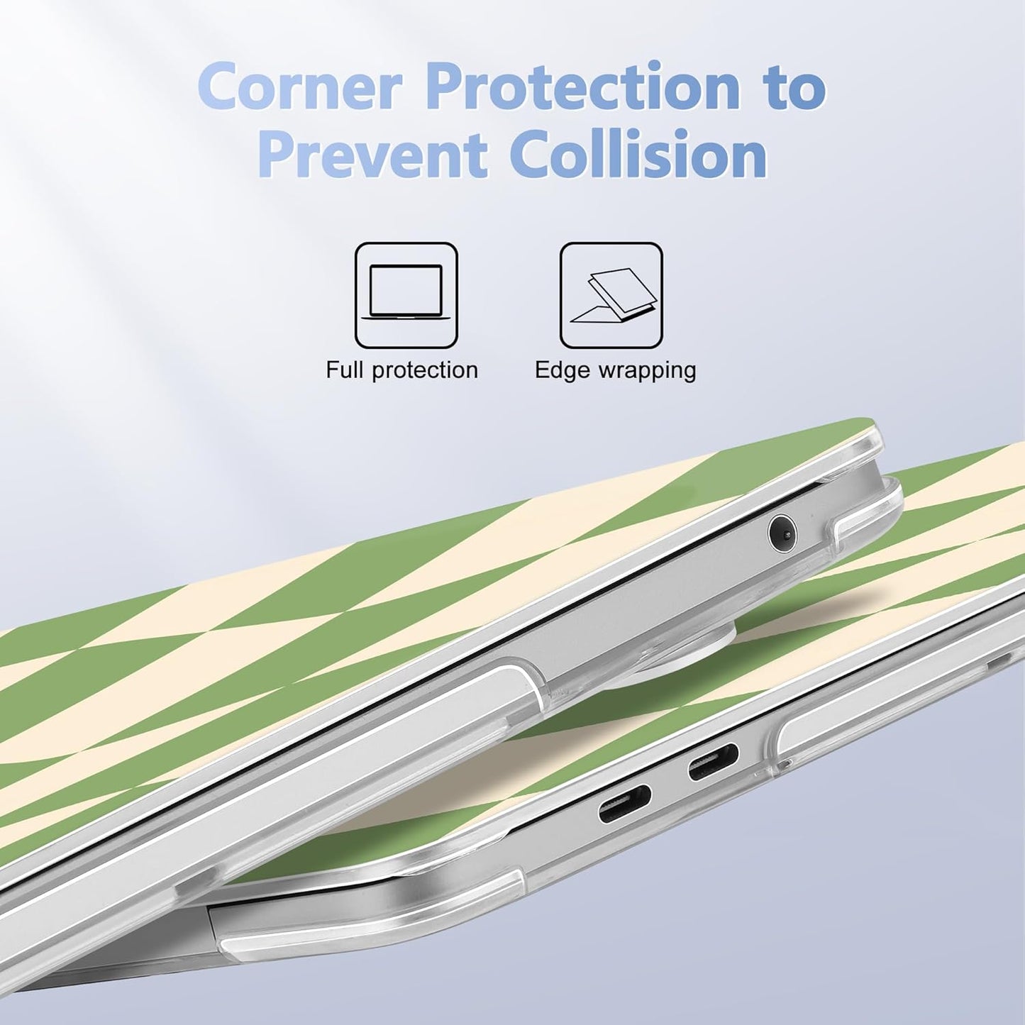 Case for MacBook Pro 13 inch with/Without Touch Bar (2016-2022, M2 A2338 M1 A2289 A2251 A2159 A1989 A1706 A1708), Hard Shell + Keyboard Cover + Dust Plug, Green Checkered