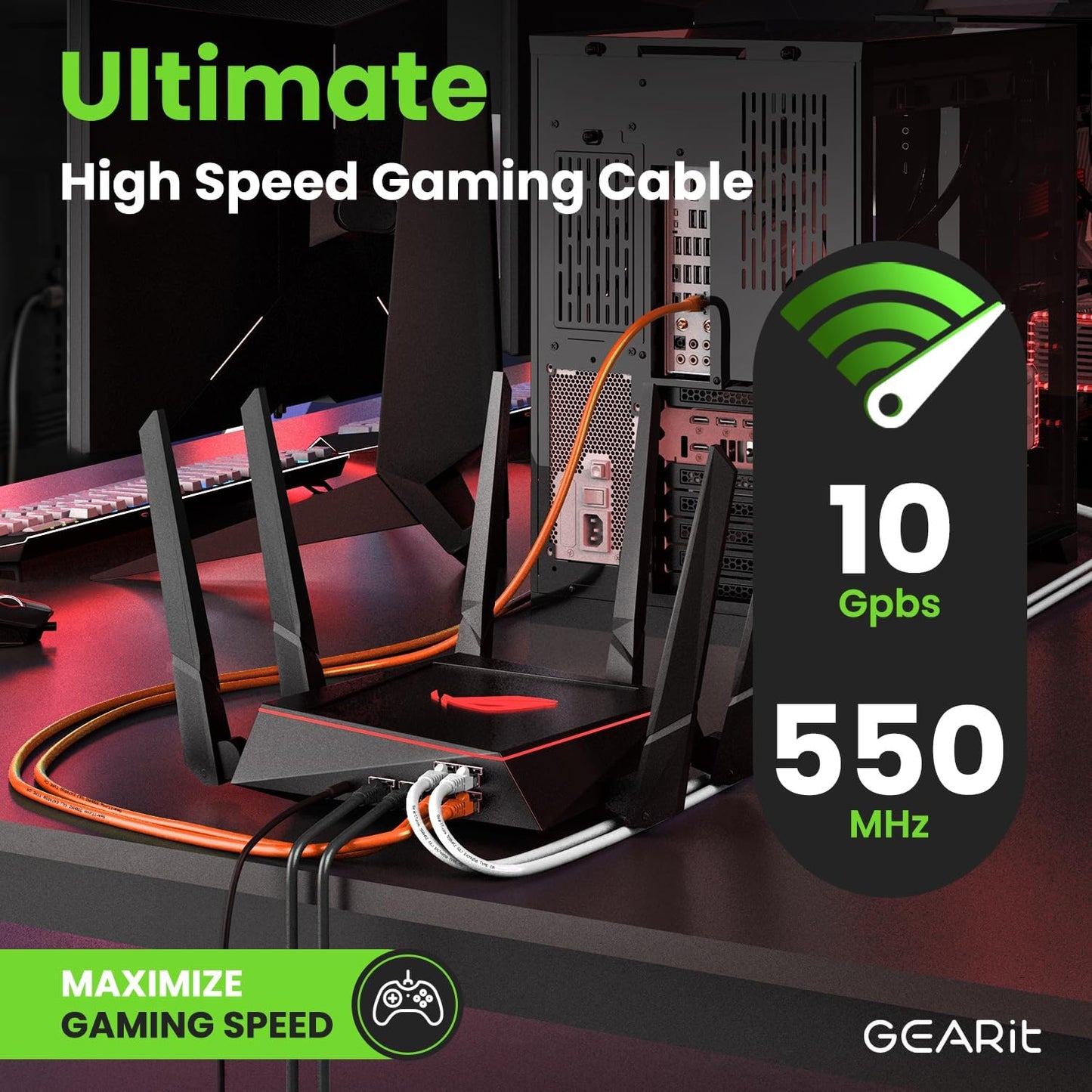 GEARit Cat 6 Ethernet Cable (10-Pack 3 Feet) Cat6 Network Patch, 10Gbps, RJ45, Snagless Cord, Gold-Plated Connectors, Internet for PC, TV, Tablet, Router, Printer, Servers, IT Data Center - Orange