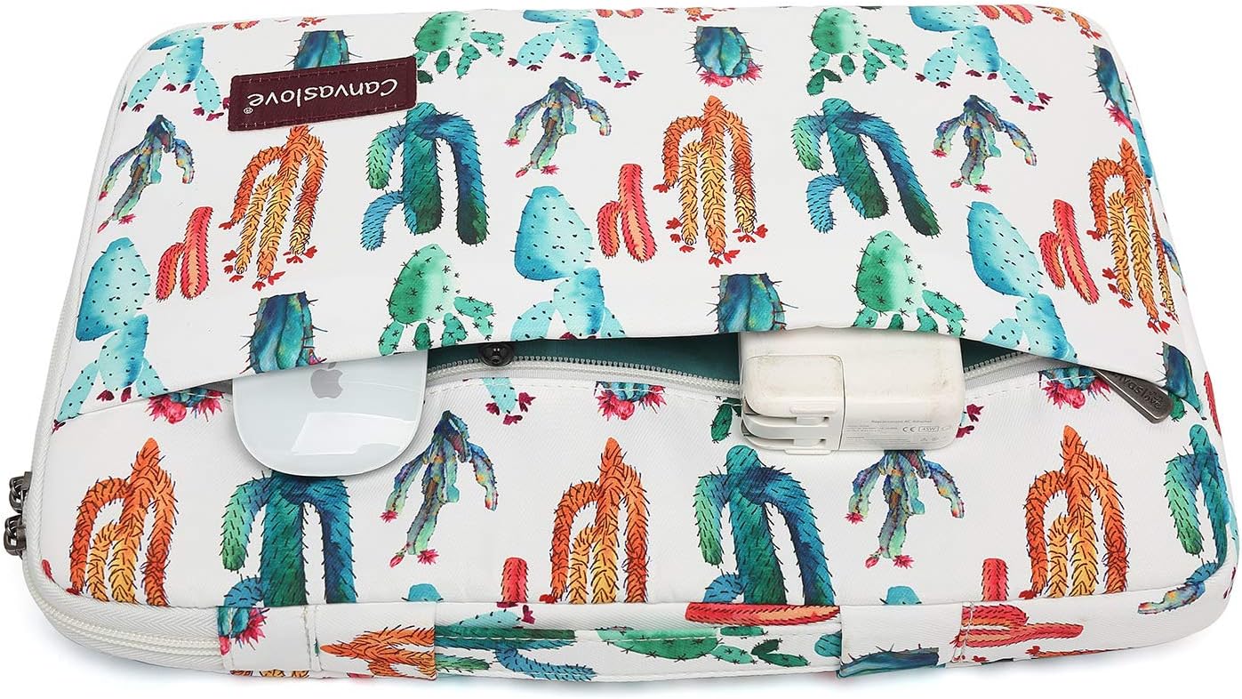 Canvaslove Rebound Bubble Cushioned Laptop Sleeve Case Bag with Handle and Pockets for MacBook Air Pro 13" and 12.5 inch-13.3 inch Laptop (Cactus)