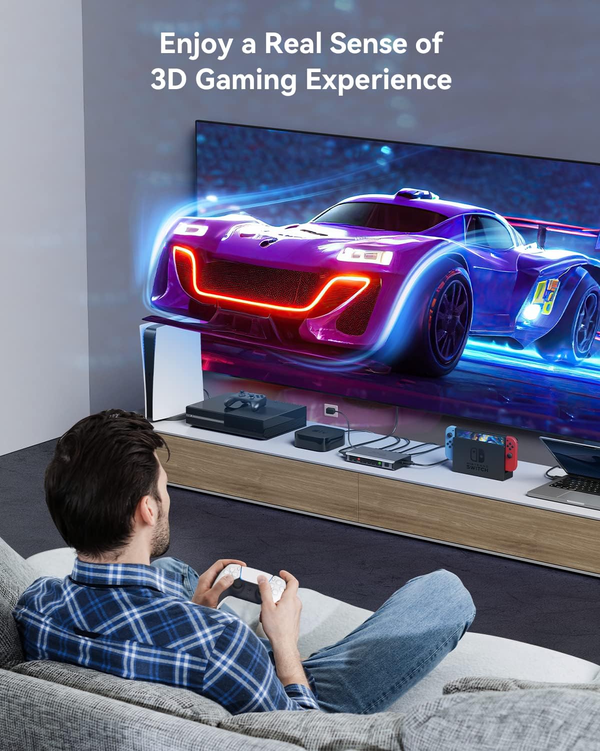 HDMI Switch 5 in 1 Out 4K@60Hz, GANA HDMI Splitter Switcher with Remote, Aluminum HDMI 2.0 Switch Box Hub for 3D, HDCP2.2, HDR, Compatible with Xbox, PS5/4/3,Fire Stick,Roku,Blu-Ray Player