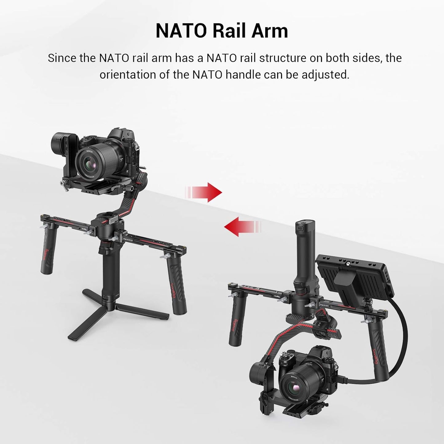 SMALLRIG Dual Handle Handgrip for DJI RS 4 /RS 4 Pro/RS 3 / RS 3 Pro/RS 2 / RSC 2 Gimbal, Gimbal Handle Grip with NATO Rails, Cold Shoe, 1/4"-20 & 3/8"-16 Threaded Holes