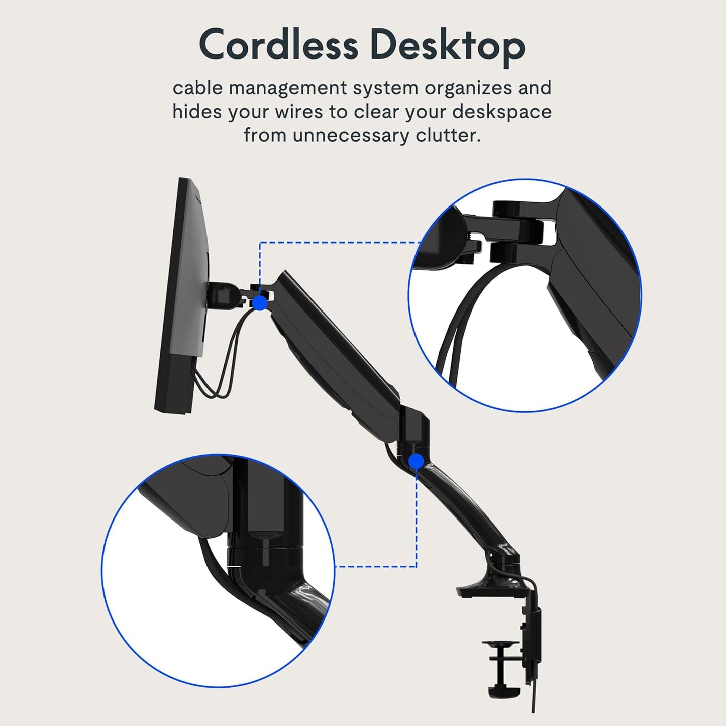 FlexiSpot Single Monitor Stand for Desk Adjustable Spring Vesa Monitor Mount with C Clamp for 10 to 27 Inch Computer Screens Heavy Duty Monitor Arm Hold up to 3.3 to 11lbs, Black