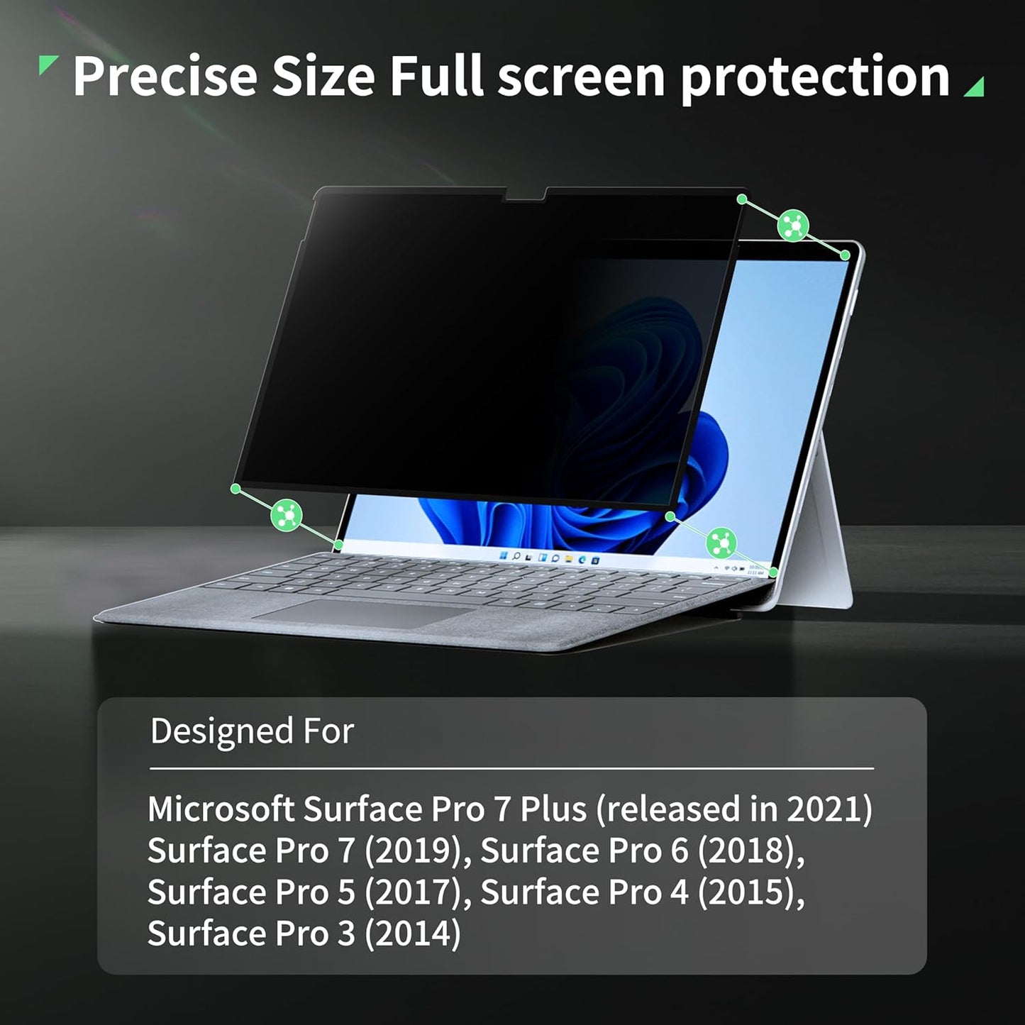 Nano Privacy Screen Protector for Microsoft Surface Pro 7+/7/6/5/4/3 - 12.3 In Reusable Surface Pro 7 Screen Protector Anti Glare Film, Anti Blue Light Filter, Removable Shield, Bubble Free Guard