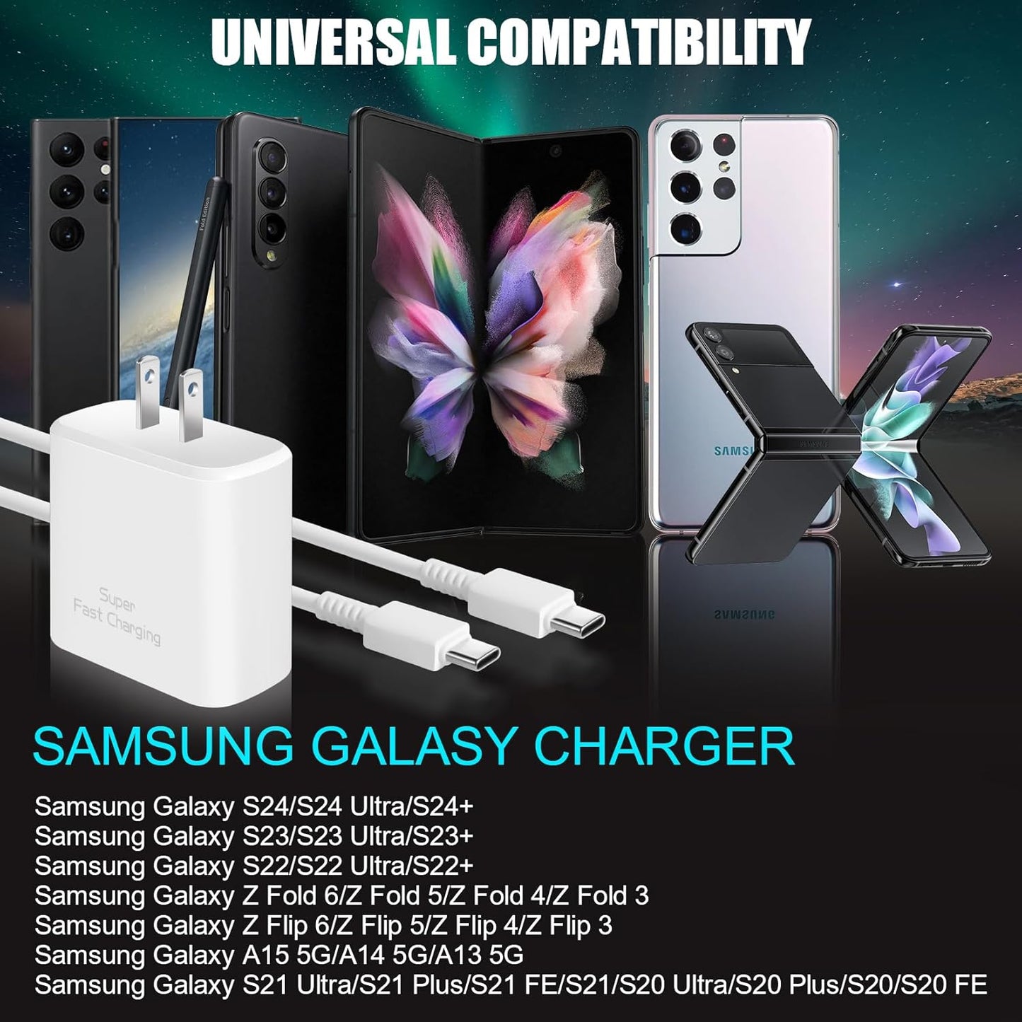 45W USB C Charger for Samsung Charger Fast Charging,Super Fast Android Phone Charger,2Pack Type C Chargers Block Long 10FT Type C Charging Cable for SamsungGalaxy S25 Ultra/S25/S24+/S23/S22+/S21/S20
