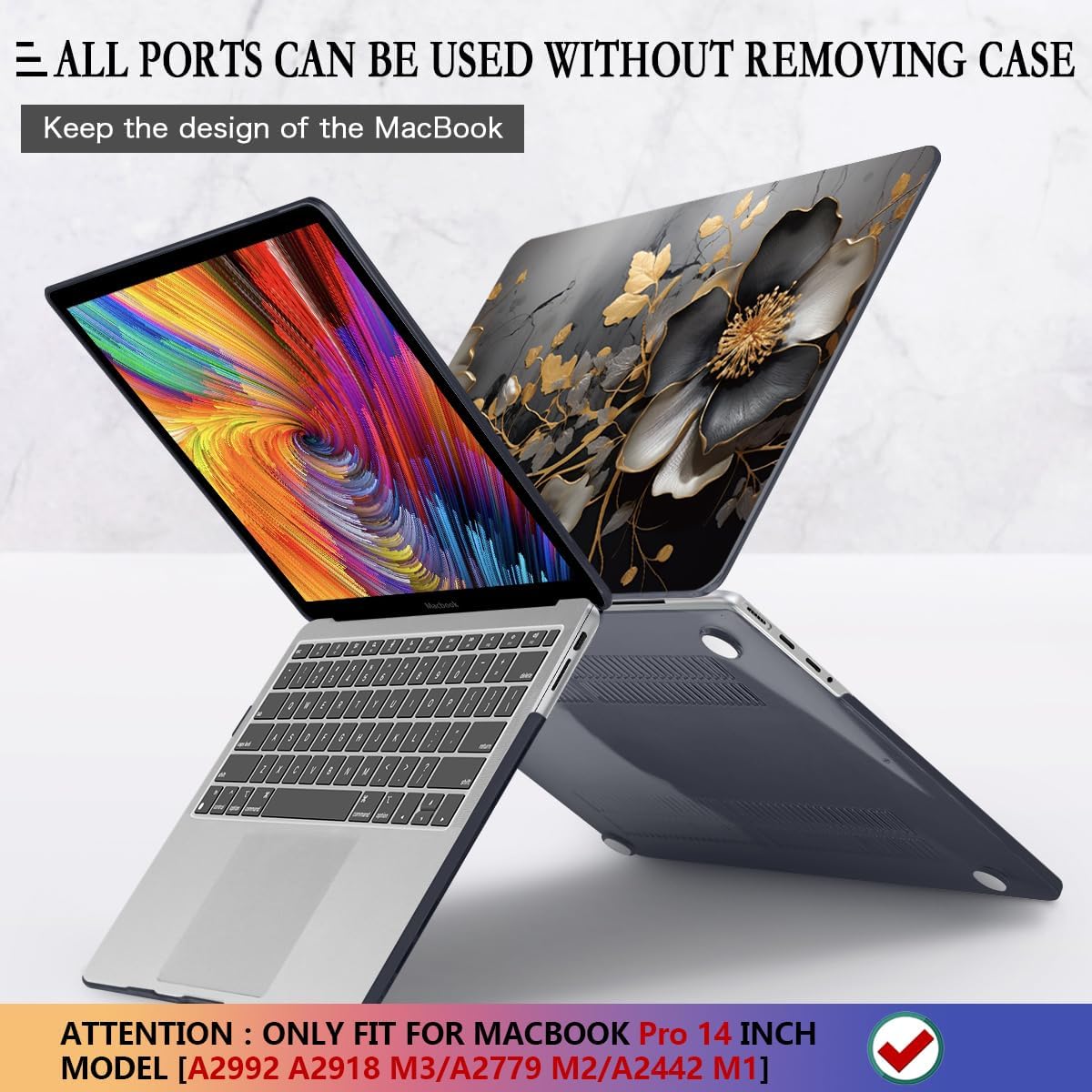 CISSOOK for MacBook Pro 14 inch Case 2024 2023 2022 2021 Release M4 A3401 A3112 A3185 M3 A2918 A2992 M2 A2779 M1 A2442 Pro Max Chip, 14 in Plastic Hard Shell & Keyboard Cover, Abstract Oil Painting