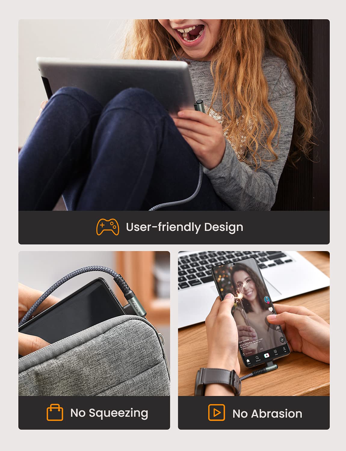 AINOPE USB to USB C Cable [5-Pack, 6.6ft] 3.1A Type C Charger Fast Charging, Right Angle USB to C Cable for Galaxy A15 A25 A35 A55 A54, S10+ S10 S9, Note 20 10 9, LG V30, Moto G, iPhone 16 15 Cord