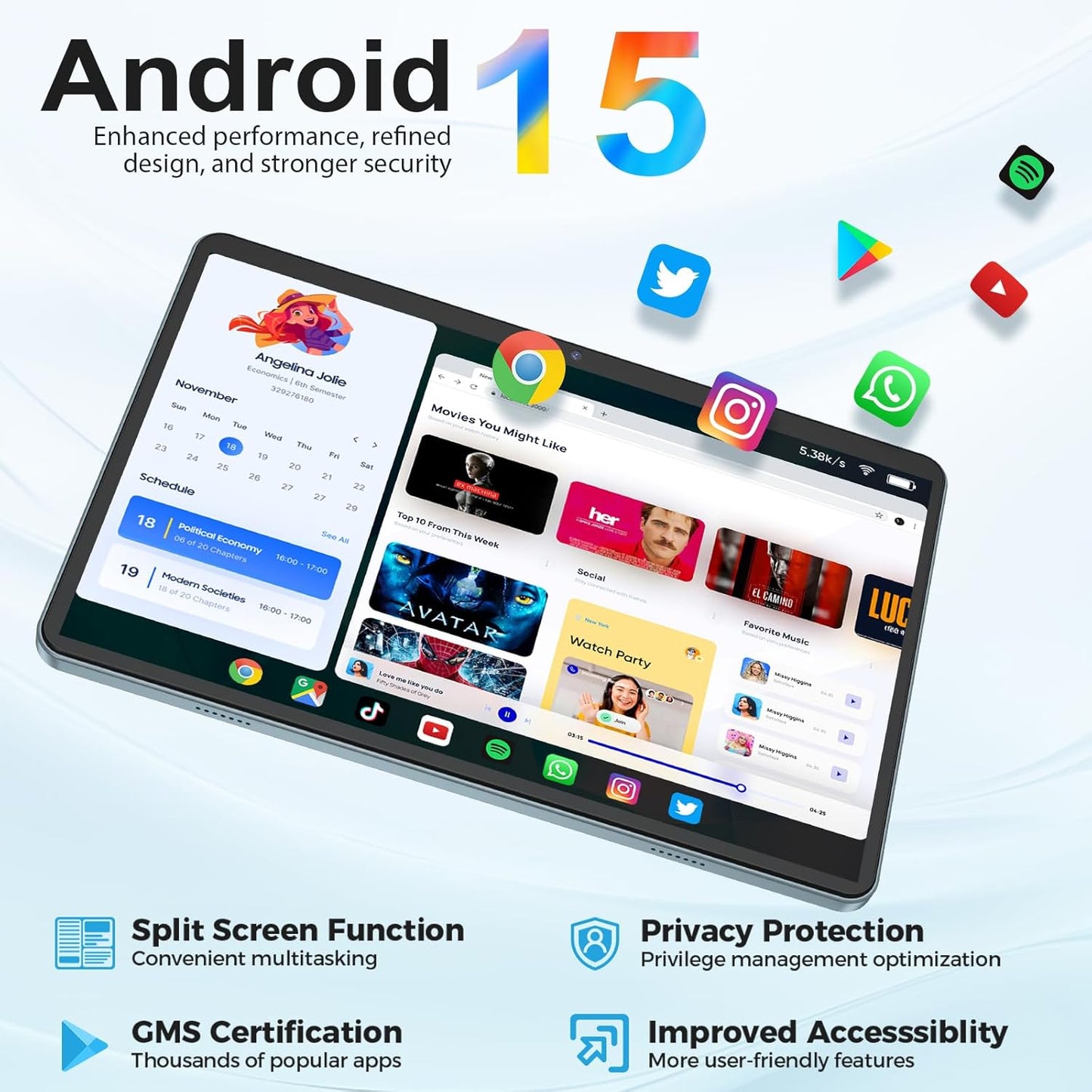 Android Tablet with Keyboard, Android 15 Tablet 10 inch with 24GB+128GB, 1TB Expand, 8-Core, 8000mAh, 5G WiFi, Widevine L1, GMS, with Case, Keyboard, Mouse, Stylus(Green)