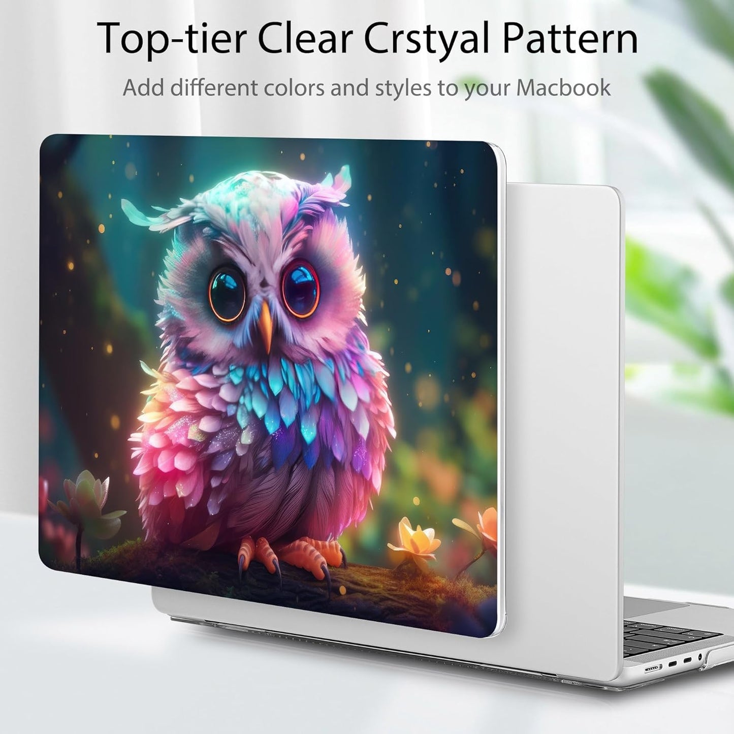 Tuiklol for M4 MacBook Pro 14 Inch Case 2024-2021 Release A3112 A3401 A3185/M3 A2918 A2992/M2 A2779/M1 A2442 Pro/Max Chip,Hard Shell Case with Screen Protector for Touch ID,Rainbow owl