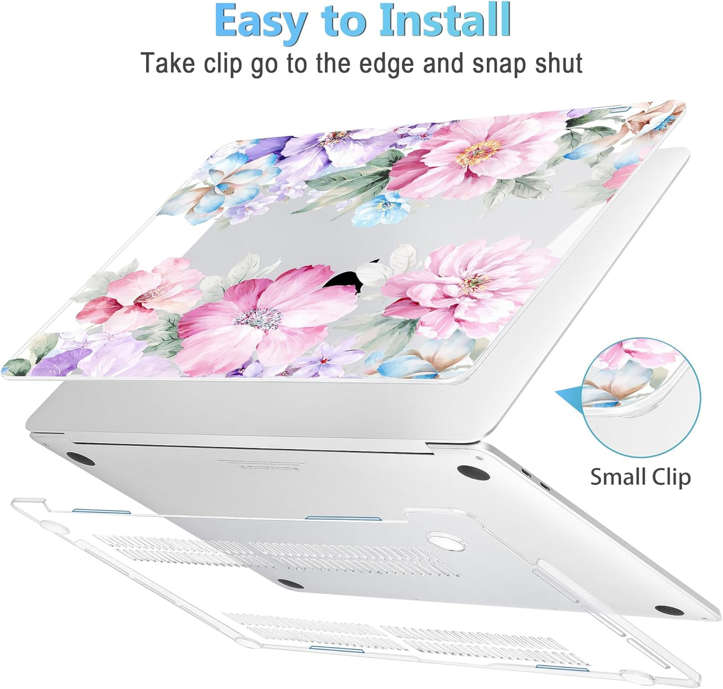 Mektron for MacBook Pro 16 inch Case 2020 2019 Release A2141, Soft Touch Plastic Laptop Case Pro 16-inch with Touch Bar & ID, Illustration Flower