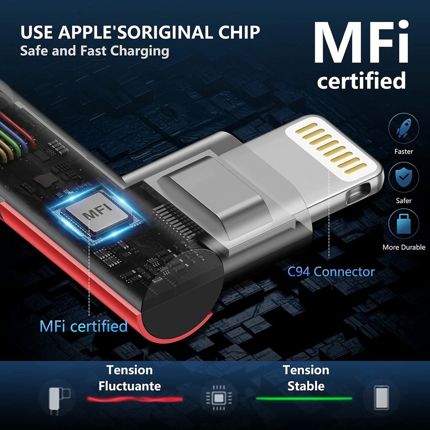 3Pack 90 Degree Lightning Cable, iPhone Charger Cable 6ft, [Apple MFi Certified] Long Fast Charging Cord Compatible for iPhone 14/13/12/11/Pro/Max/Mini/X/Plus/8/7/6/Plus - Red