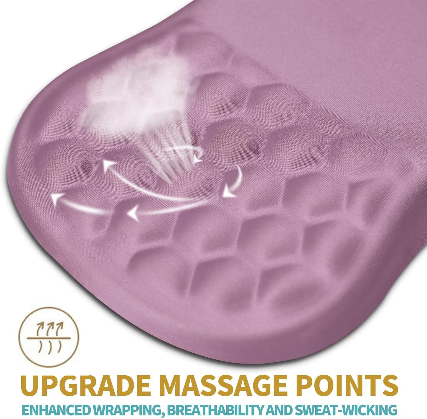 Hokafenle Ergonomic Mouse Pad Wrist Support with Massage Design, Wrist Rest Pain Relief Mousepad with Memory Foam&Non-Slip PU Base, Mouse Pads for Wireless Mouse & Desk (12x8 inch,Dark Pink)