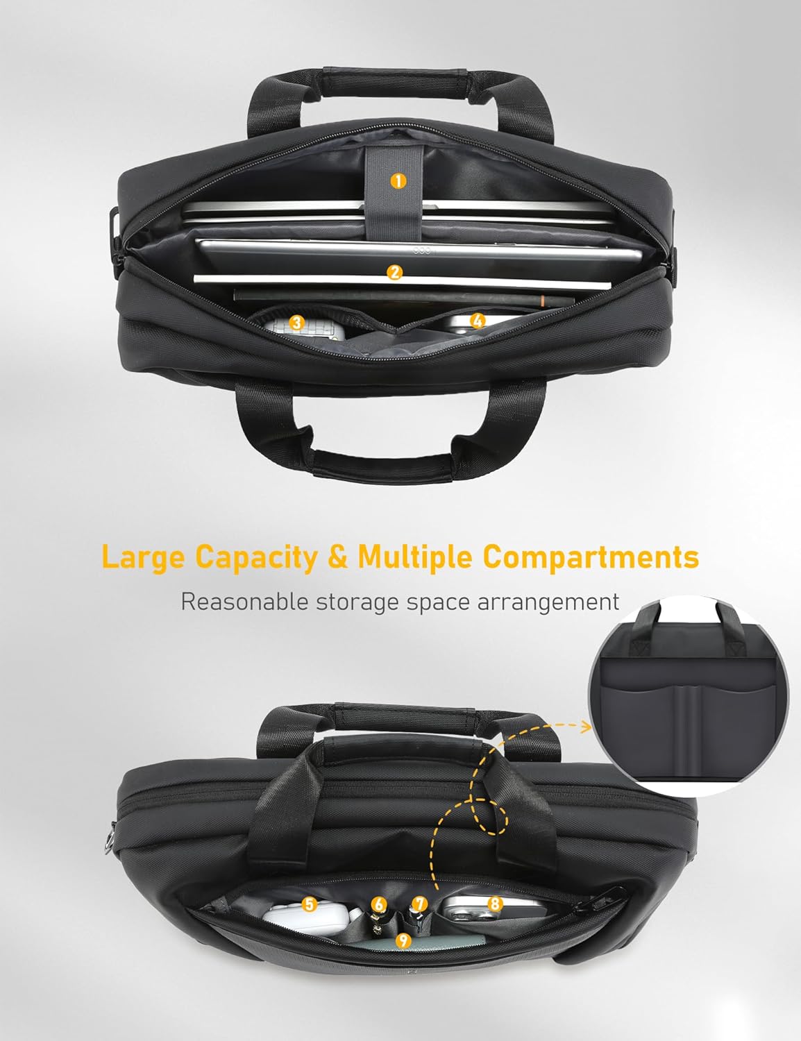 15-16 Inch Laptop Shoulder Bag Business Briefcase Water Resistant Computer Messenger Bags Compatible with MacBook Pro 16, MacBook Air 15 M4, HP, Dell, ASUS Notebook, Black